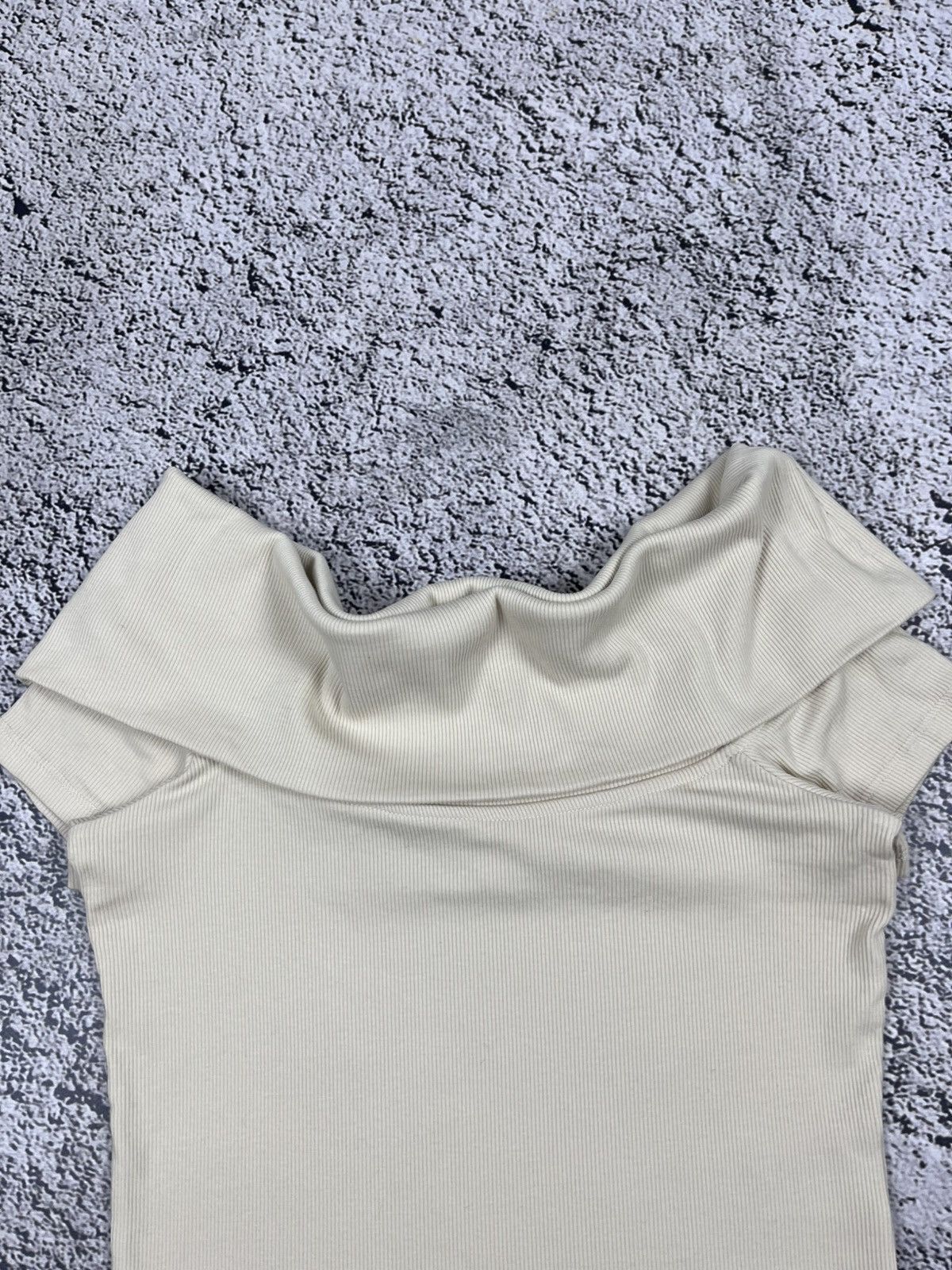 Sezane Sézane Jared Off-Shoulder Ribbed Cream Top Size M / US 6-8 / IT 42-44 - 5 Thumbnail