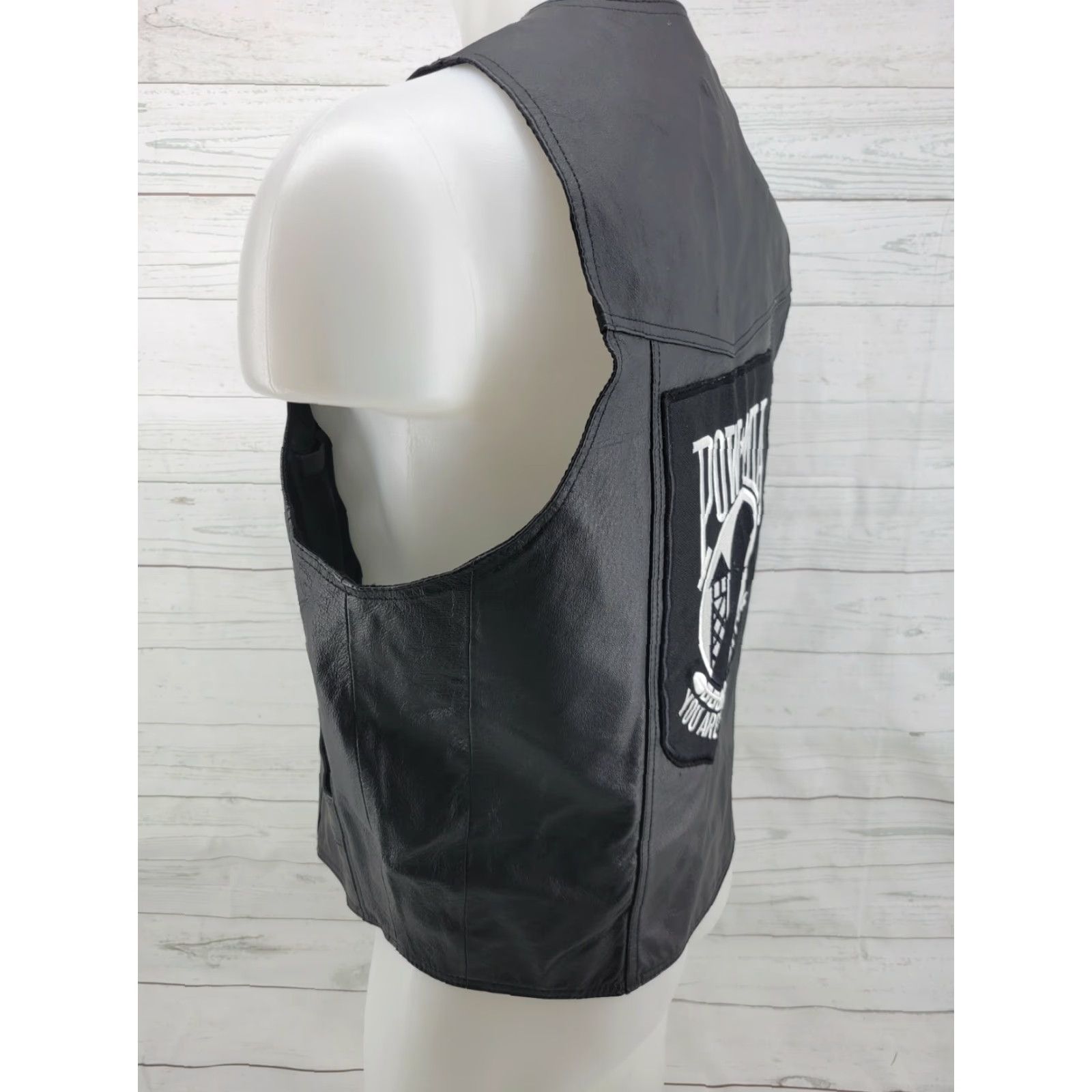 Vintage VINTAGE Oscar Piel POW MIA Leather Vest Black Medium Men Vest Size US M / EU 48-50 / 2 - 7 Thumbnail