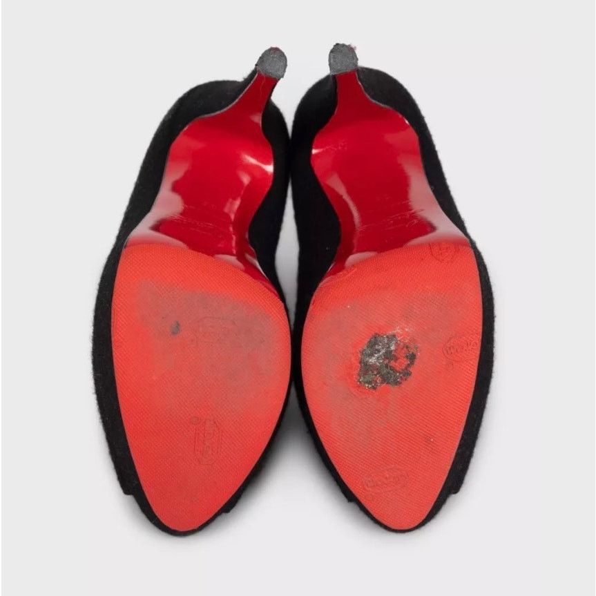 Christian Louboutin Christian Louboutin Black Textile Open-Toe Booties Sz.36 Size US 5 / IT 35 - 5 Thumbnail
