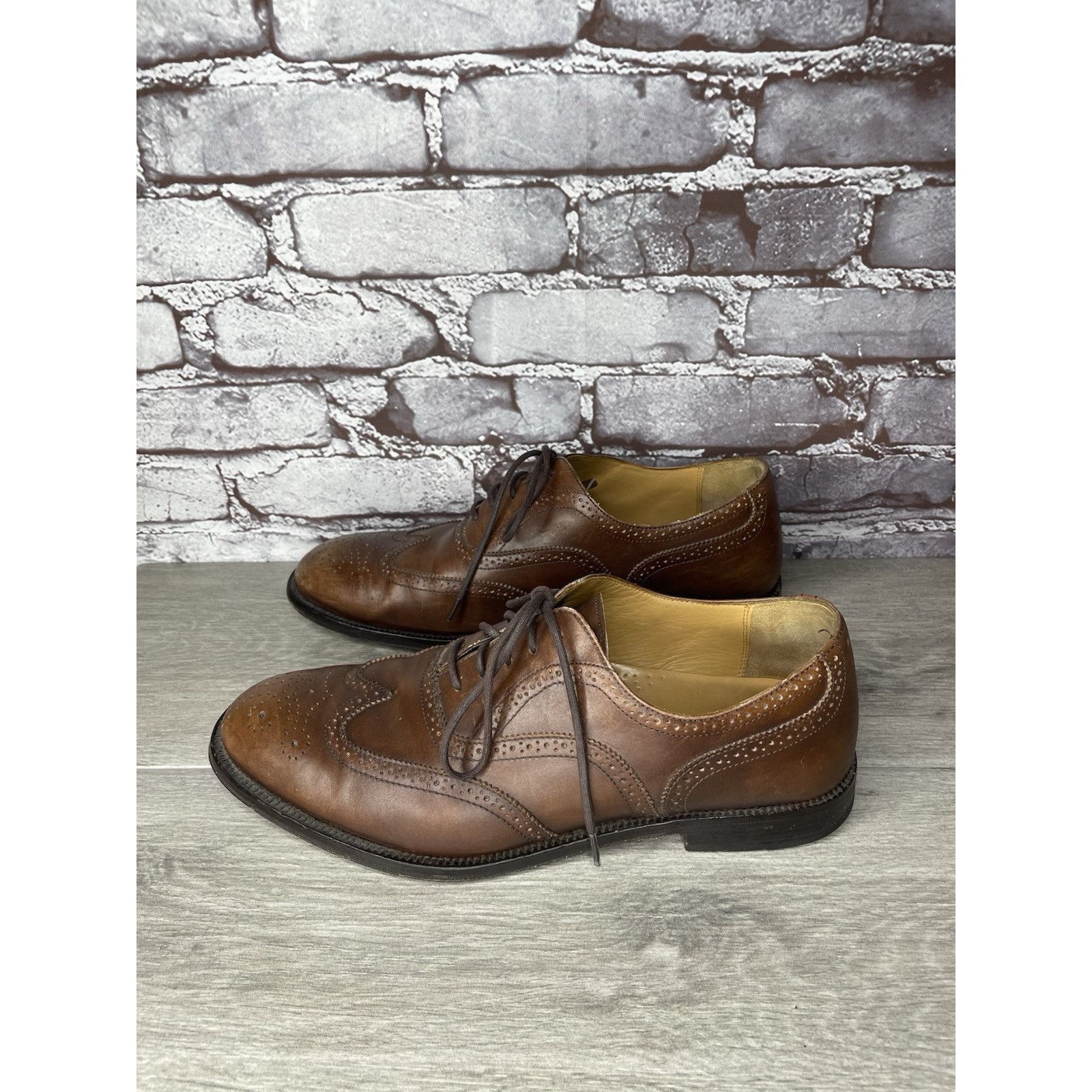 Lands' End Lands End Brown Leather WingTip Oxfords Lace Up Dress Shoes Size US 10.5 / EU 43-44 - 20 Thumbnail