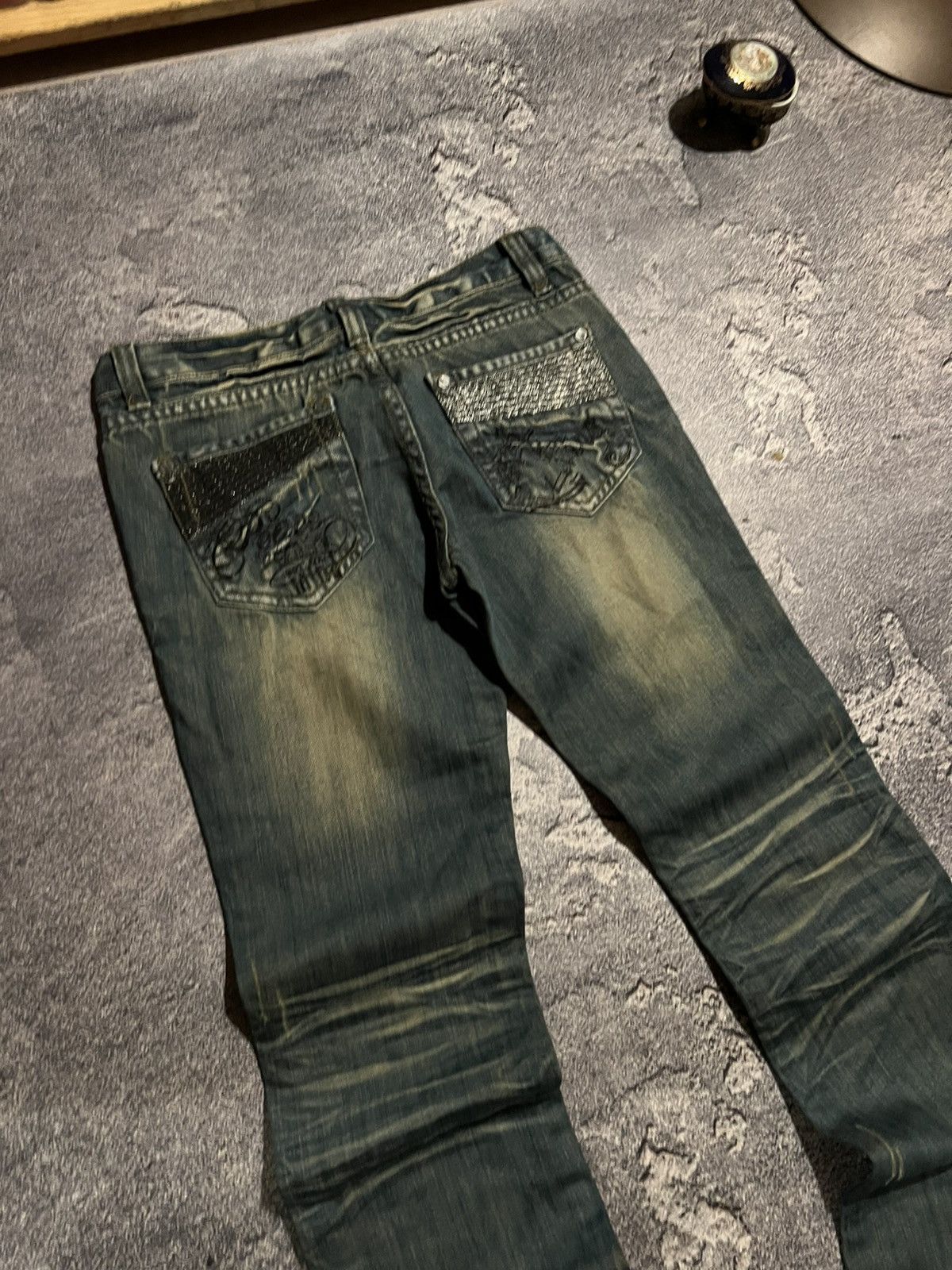 Japanese Brand Darkwear Glamour Faded Flared Jeans / Avan Garde Y2K Archive Size US 29 - 9 Thumbnail