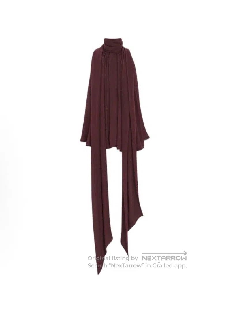 Saint Laurent Paris Saint Laurent Paris Silk Scarf Cascading Pleated Top| Size L / US 10 / IT 46 - 9 Thumbnail