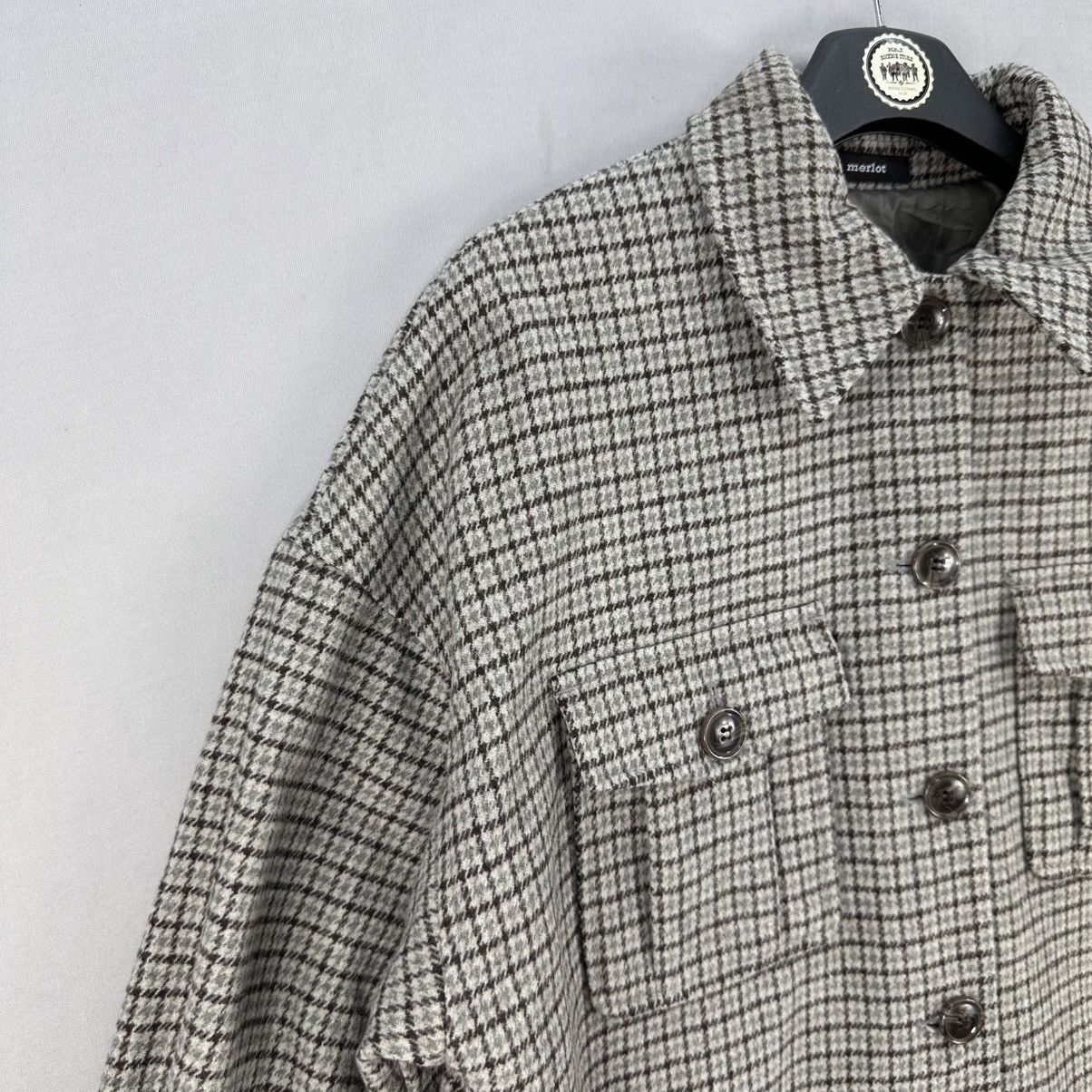Japanese Brand Vintage Wool Houndstooth Flannel Jacket Women by Merlot Size S / US 4 / IT 40 - 2 Thumbnail
