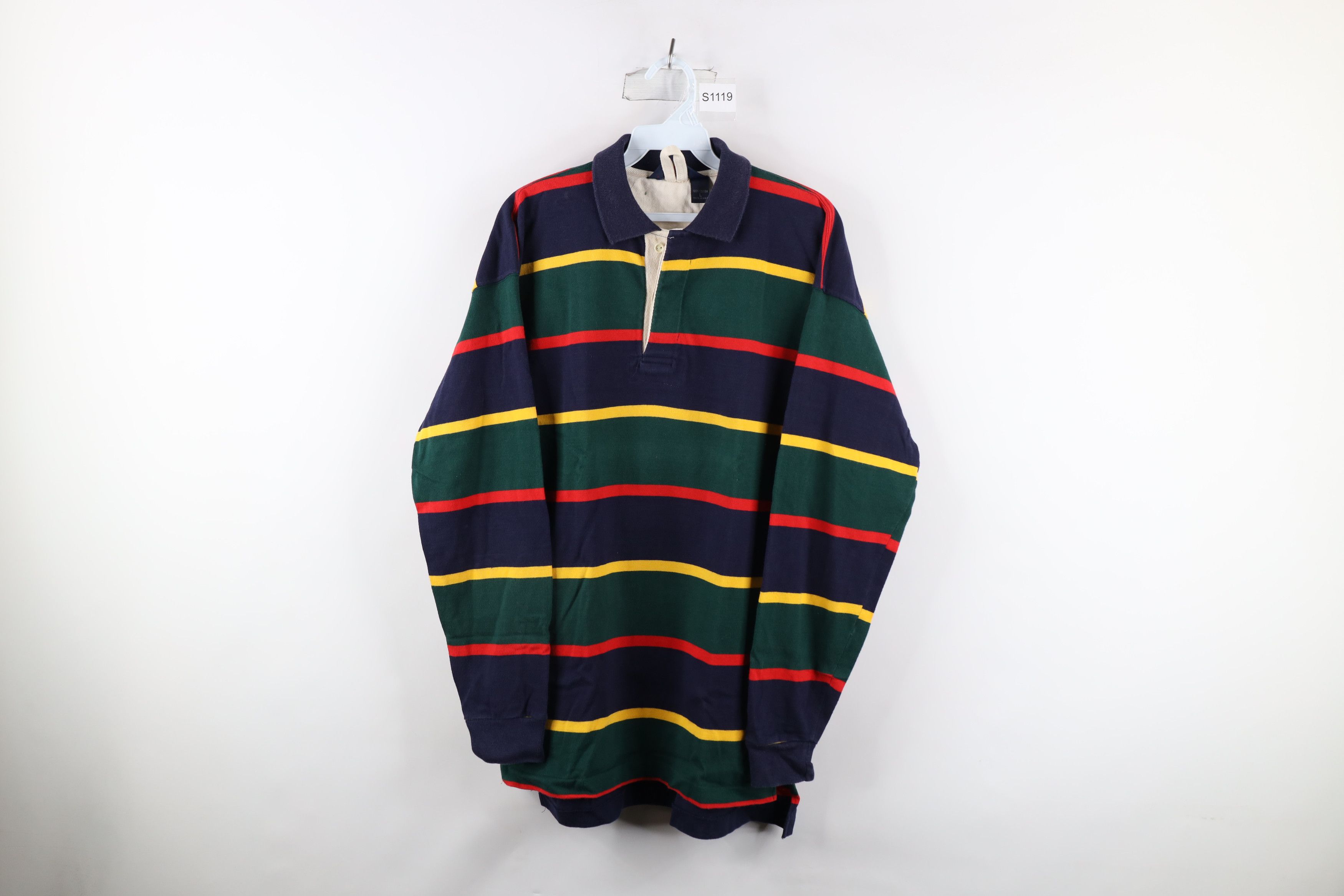 Vintage Vintage 90s Streetwear Striped Long Sleeve Rugby Polo USA Size US L / EU 52-54 / 3 - 1 Thumbnail