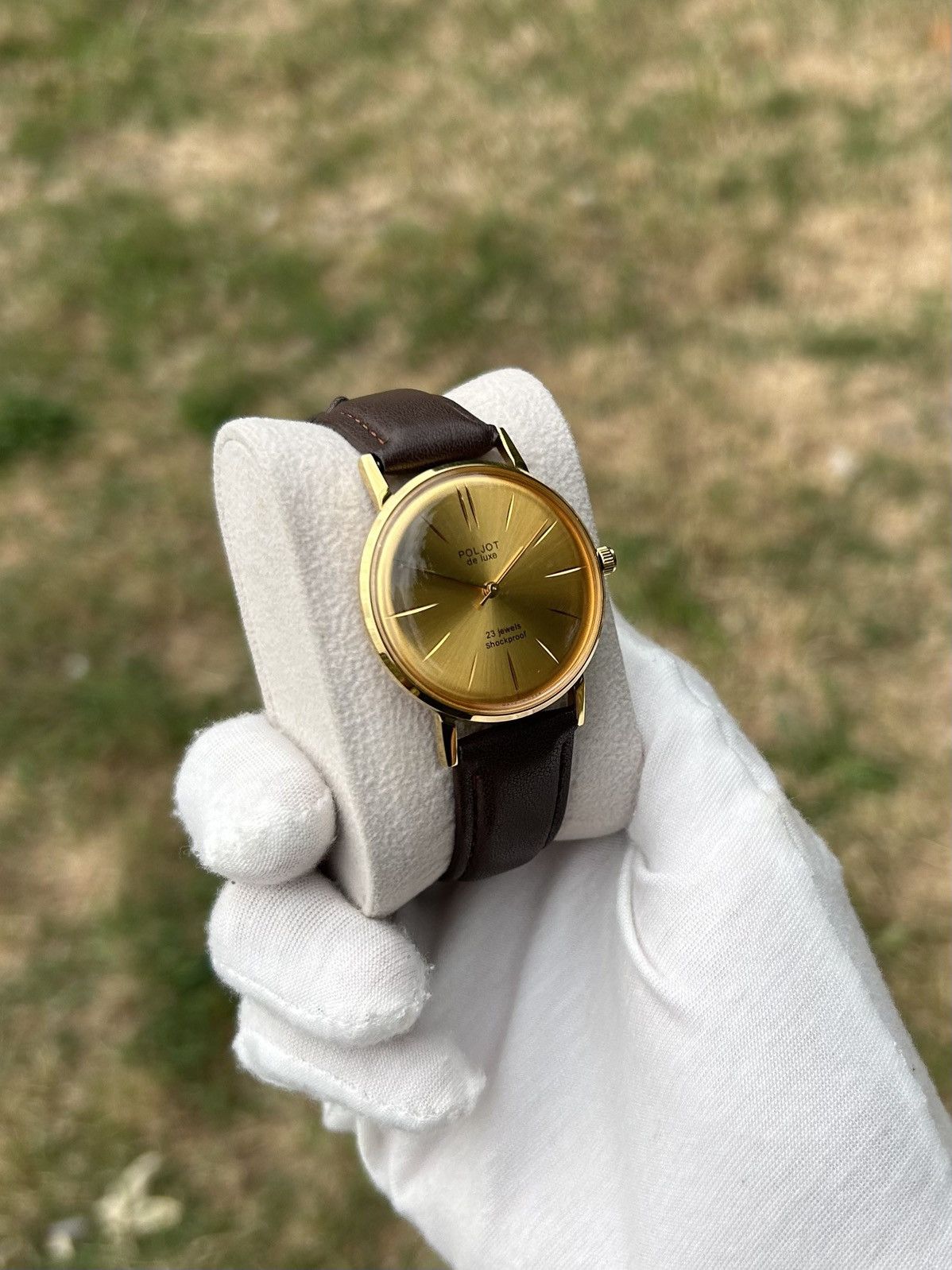 Vintage Vintage Watch Poljot De Luxe Gold USSR Mechanical 1980s Size ONE SIZE - 15 Thumbnail