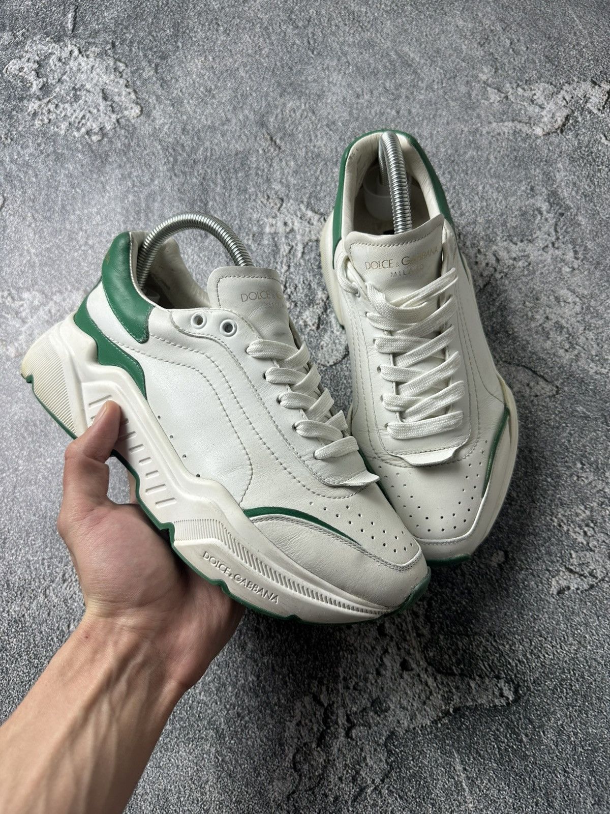 Dolce & Gabbana DOLCE & GABBANA Daymaster Sneakers Unisex White Green Size US 6.5 / EU 39-40 - 2 Thumbnail