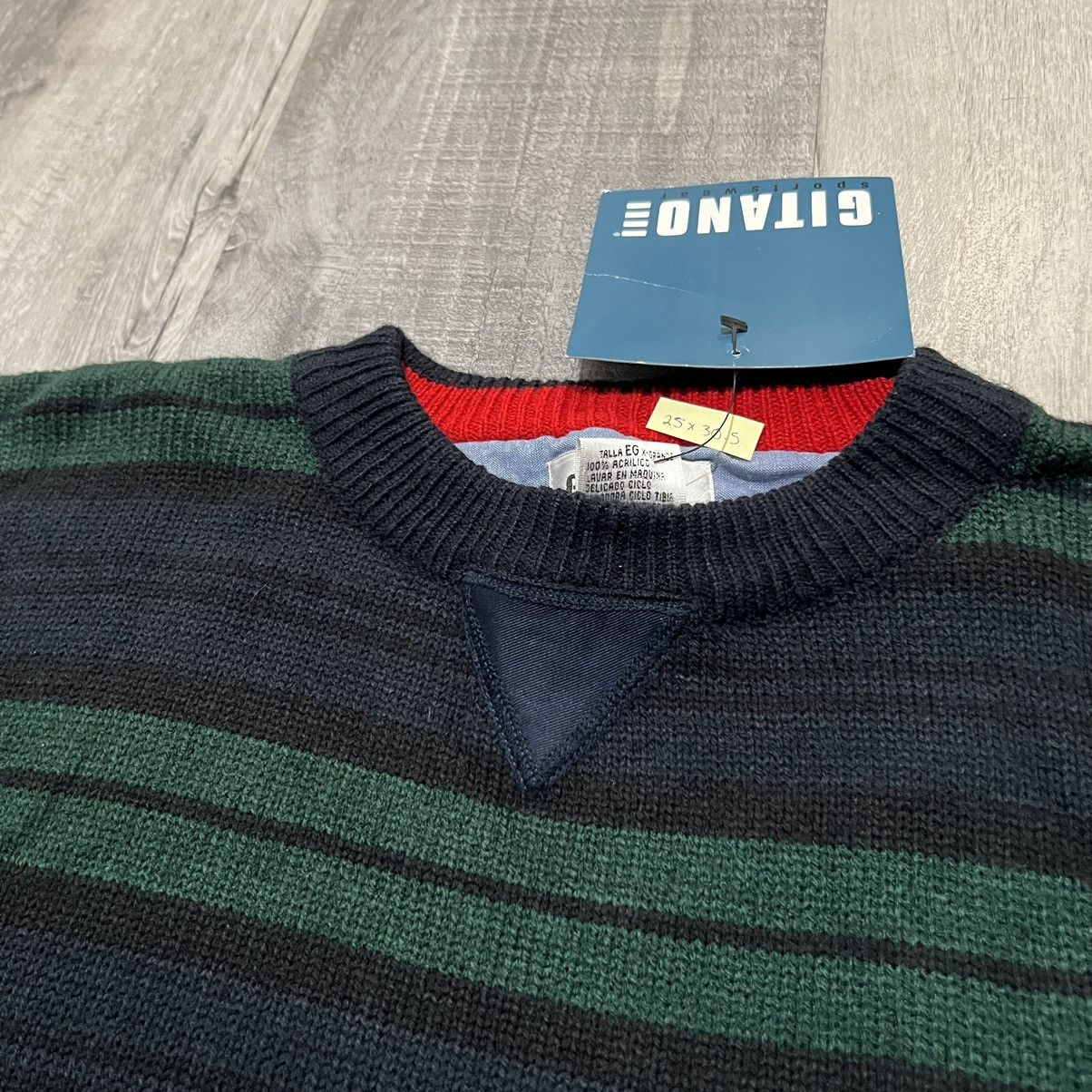 Vintage VTG Gitano Green/Blue Striped Acrylic Knit Pull Over Sweater Size US XL / EU 56 / 4 - 4 Thumbnail
