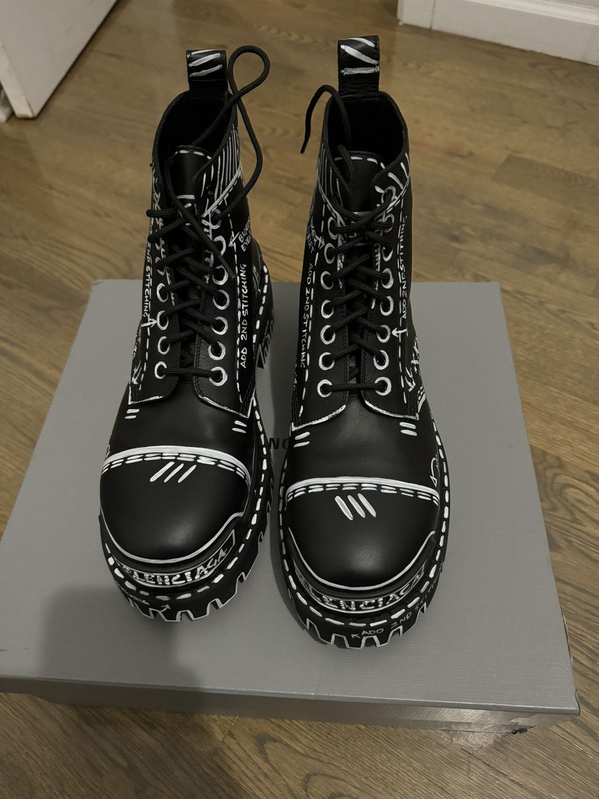 Balenciaga Strike Lace Up Graffiti Boots Size 9 US 42 EU Balenciaga Balenciaga Strike Lace Up Graffiti Boots | Grailed main image 4