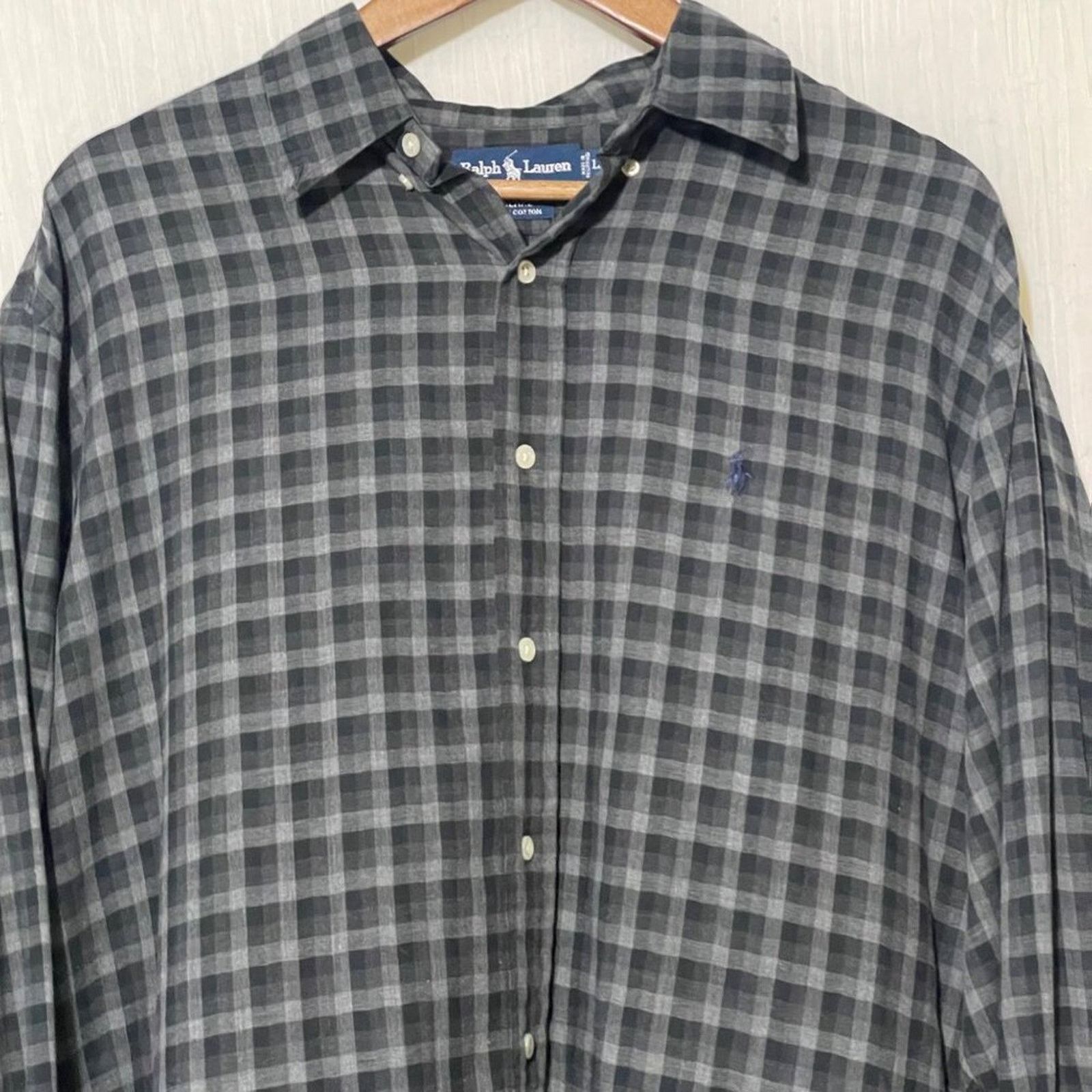 Ralph Lauren Ralph Lauren Shirt Men's Blake Cotton Large Grey Checkered Size US L / EU 52-54 / 3 - 2 Thumbnail