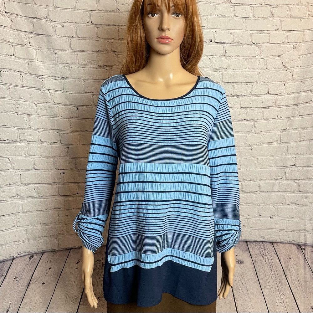 Other New Dana Buchman Blue Mixed Media Long Sleeve Top Size M Size M / US 6-8 / IT 42-44 - 1 Thumbnail