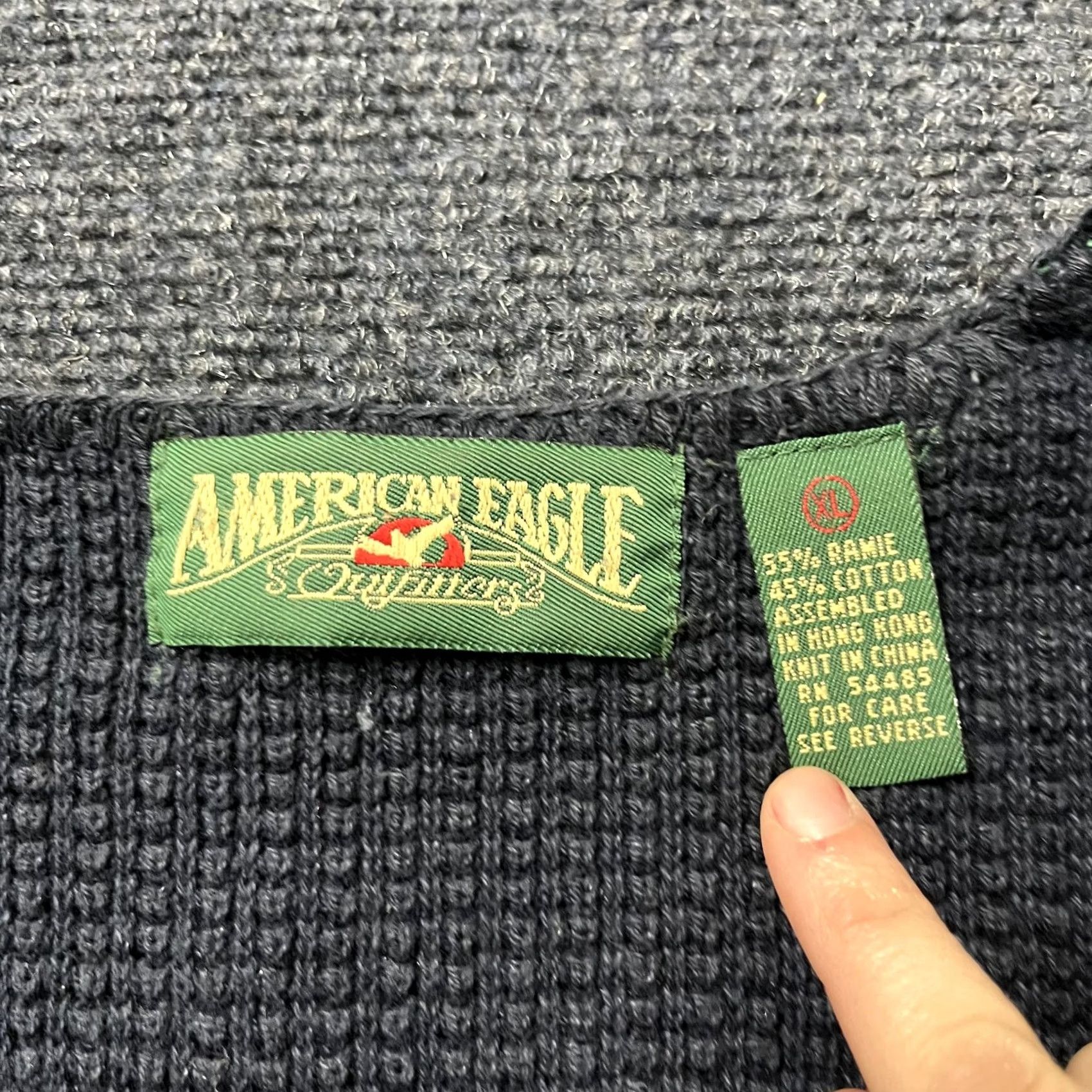American Eagle Outfitters VINTAGE American Eagle Sweater Vest Mens XL Green Black Striped Knit Ramie 90s Size US L / EU 52-54 / 3 - 3 Thumbnail