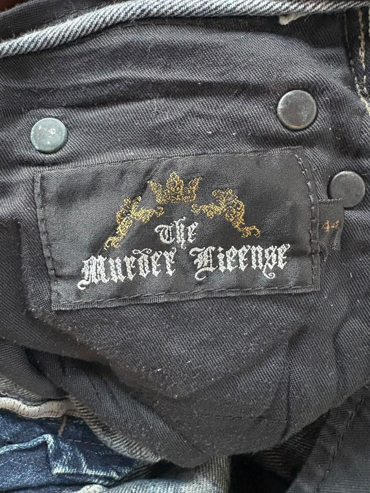 If Six Was Nine Vintage Murder Licence Punk Studded Mud Wash Distress Jeans Size 31" - 6 Thumbnail
