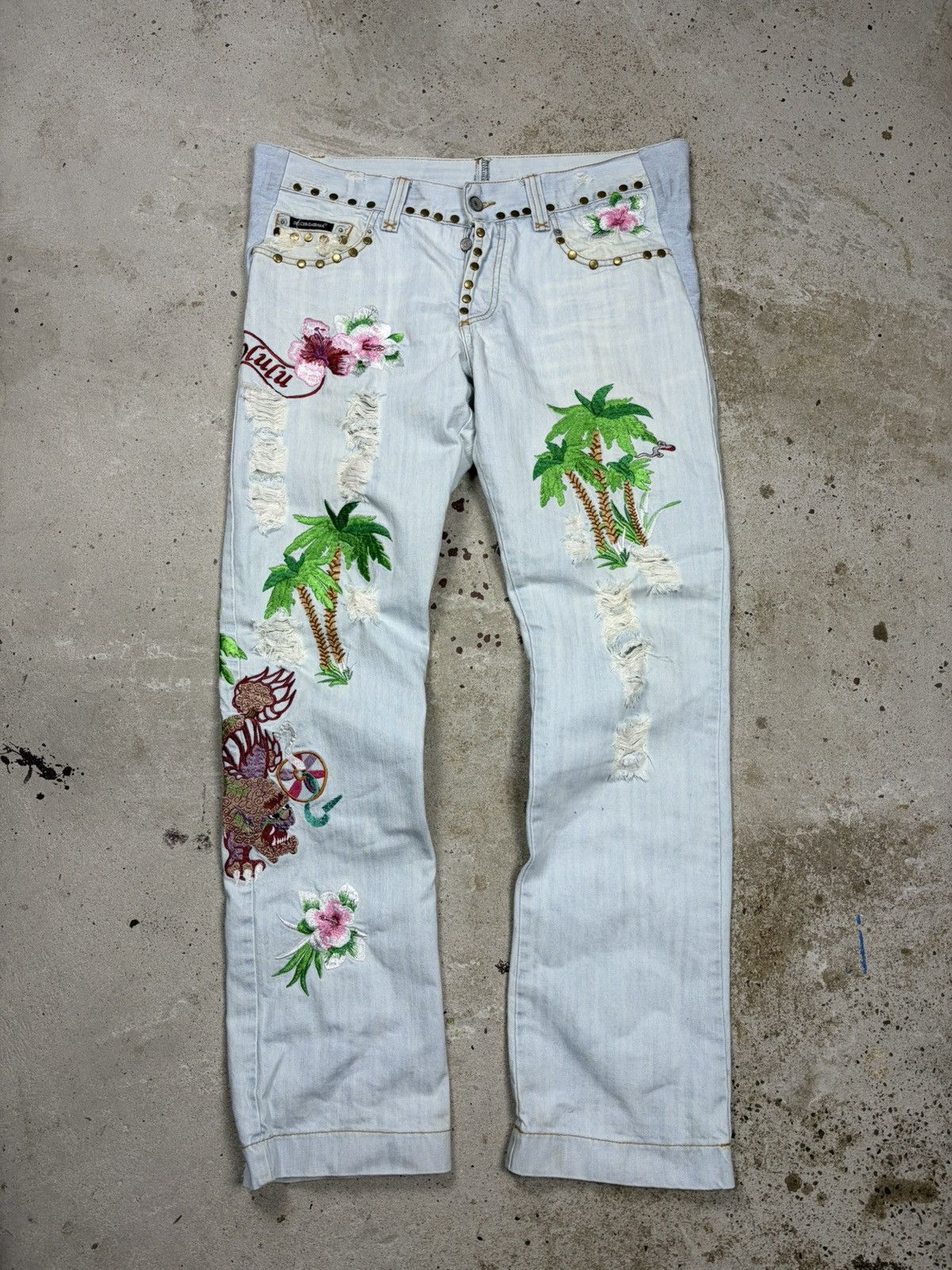 Dolce & Gabbana SS 2006 Dolce & Gabbana Honolulu Embroidery Jeans Denim Size US 35 - 1 Thumbnail