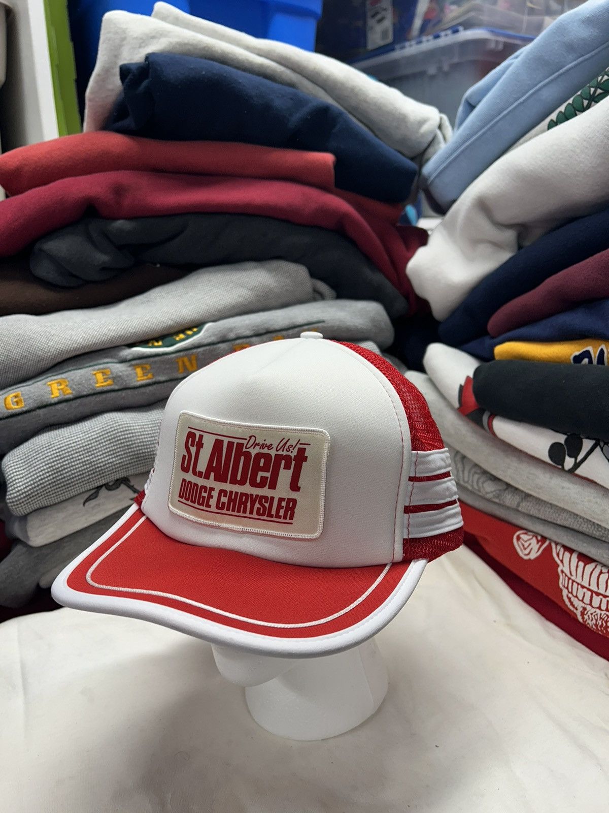 Vintage Crazy Vintage 90s Y2K Skater Grunge White Red Trucker Hat Size ONE SIZE - 1 Thumbnail
