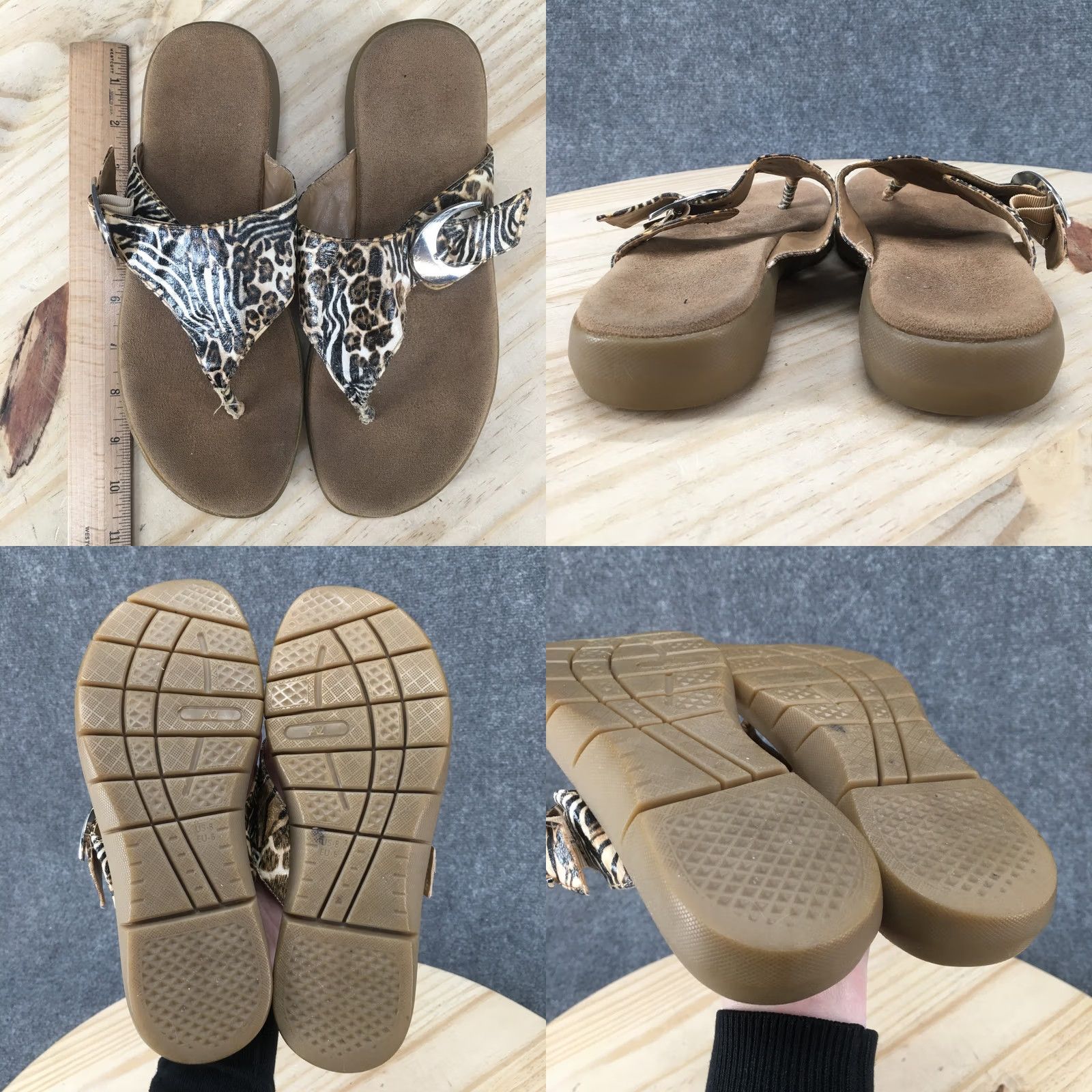 Vintage Aerosoles Sandals Womens 8 M Flip Flop Cheetah Animal Print T Strap Casual Size US 8 / IT 38 - 8 Thumbnail
