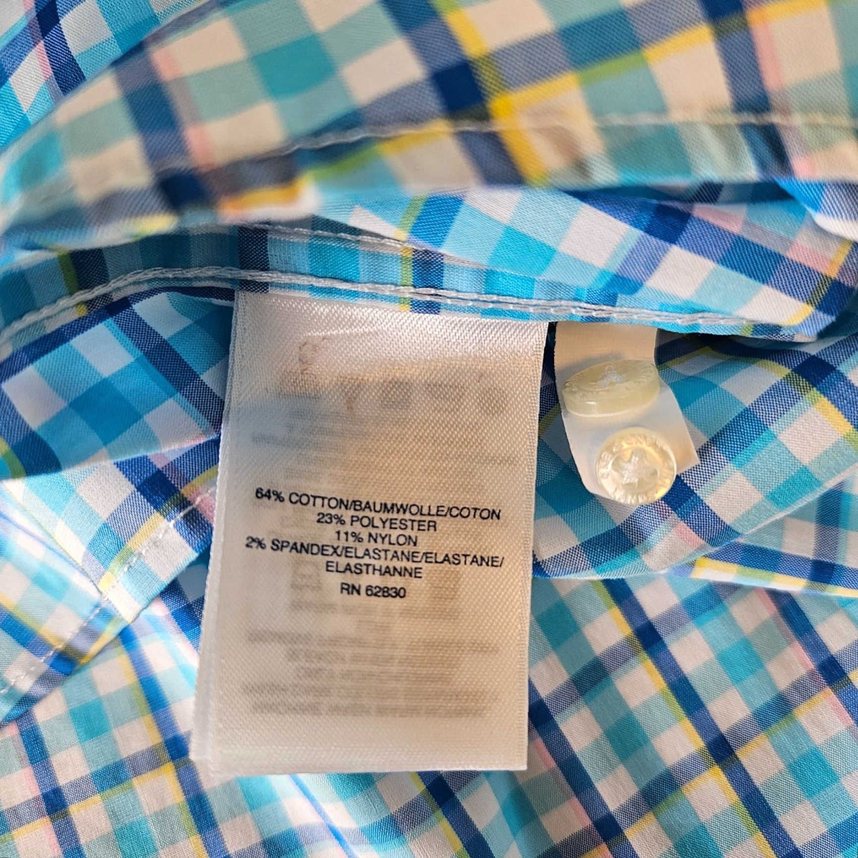 Lands' End Lands' End Mens Button Front Shirt Large Tall Blue White Plaid Short Sleeve Shirt Mens Long Tall? Size US L / EU 52-54 / 3 - 4 Thumbnail