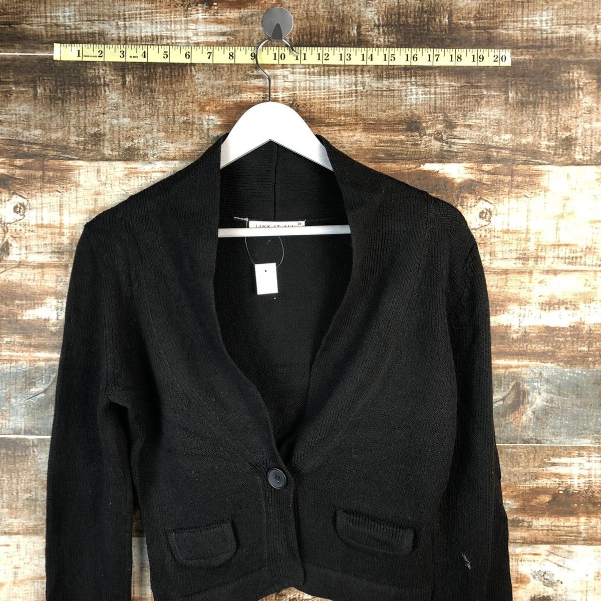 Japanese Brand Link It All Black Cardigan Knitwear crop top #A1467 Size XS / US 0-2 / IT 36-38 - 2 Thumbnail