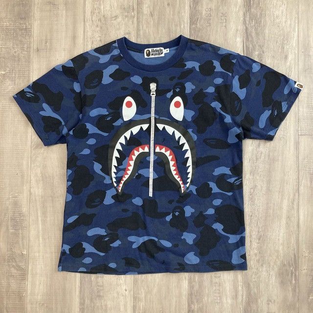 Bape BAPE WGM Shark T-shirt Blue camo a bathing ape Size US M / EU 48-50 / 2 - 2 Thumbnail
