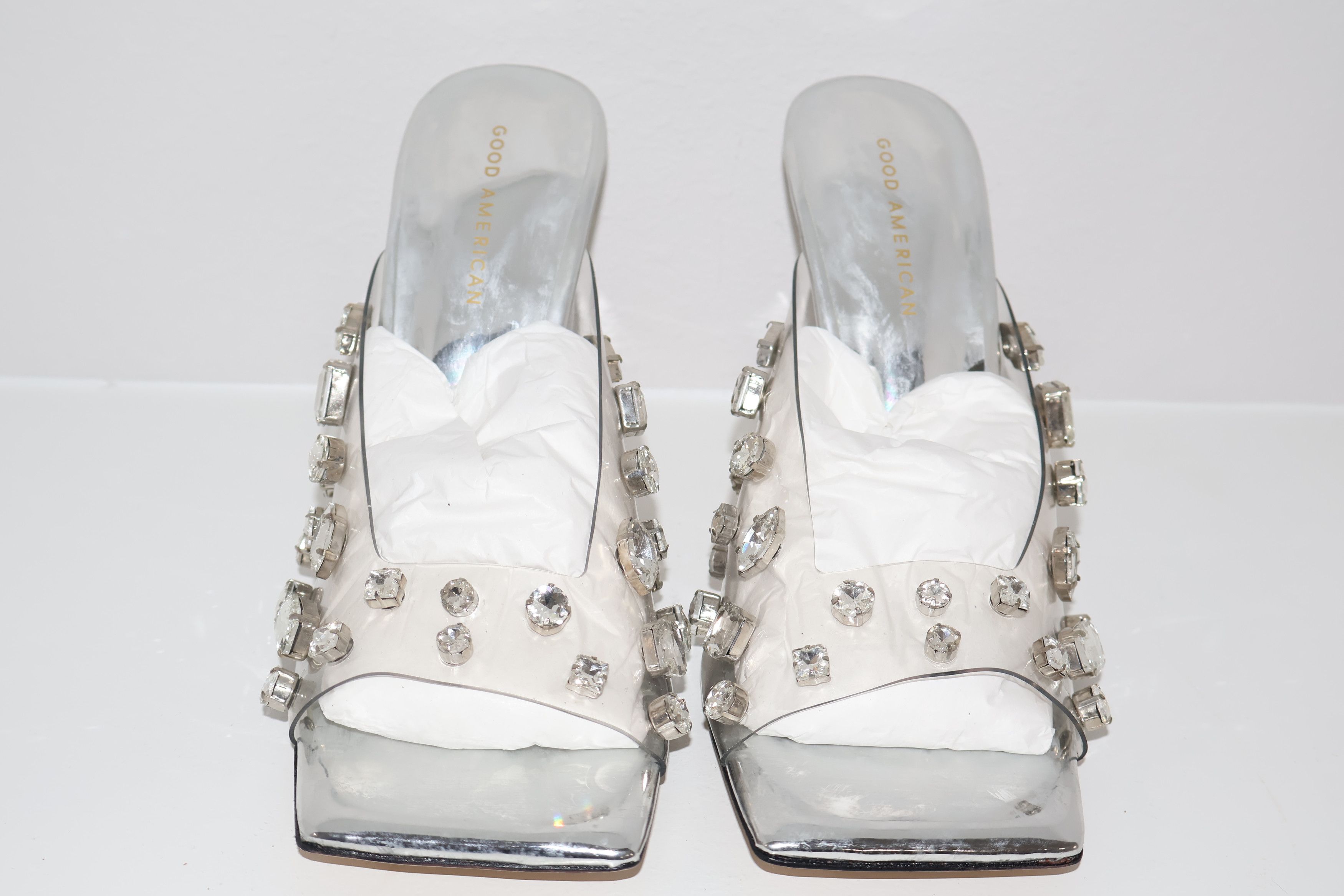 Good American Good American Jeweled Emma Slip On Heels Rhinestones 4" Size US 11 / IT 41 - 6 Thumbnail