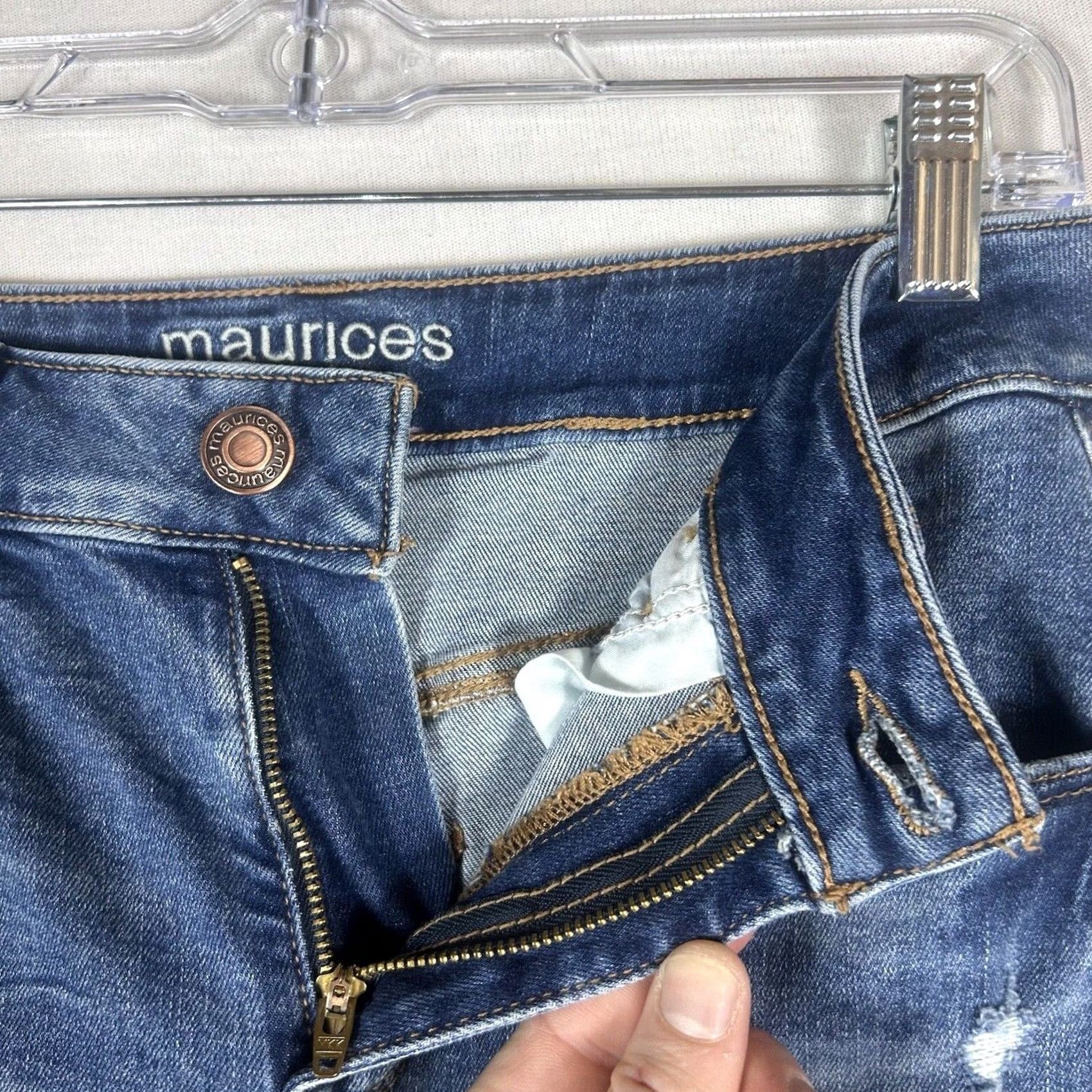 Vintage Maurices High Rise Jeans Women's XS Short Dark Blue Denim Pants Regular Rise Stretch Pockets Zipper Button Size 26" / US 2 / IT 38 - 2 Thumbnail