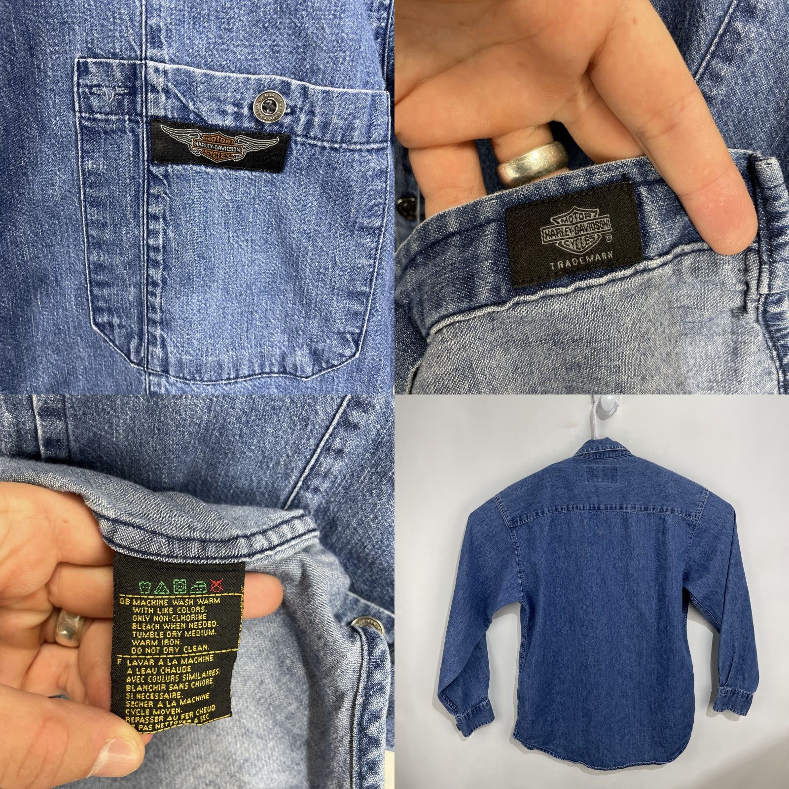 Harley Davidson Vintage Harley-Davidson Motorcycles Mens Denim Shirt Long Sleeve Button-Up Blue Size US L / EU 52-54 / 3 - 8 Thumbnail