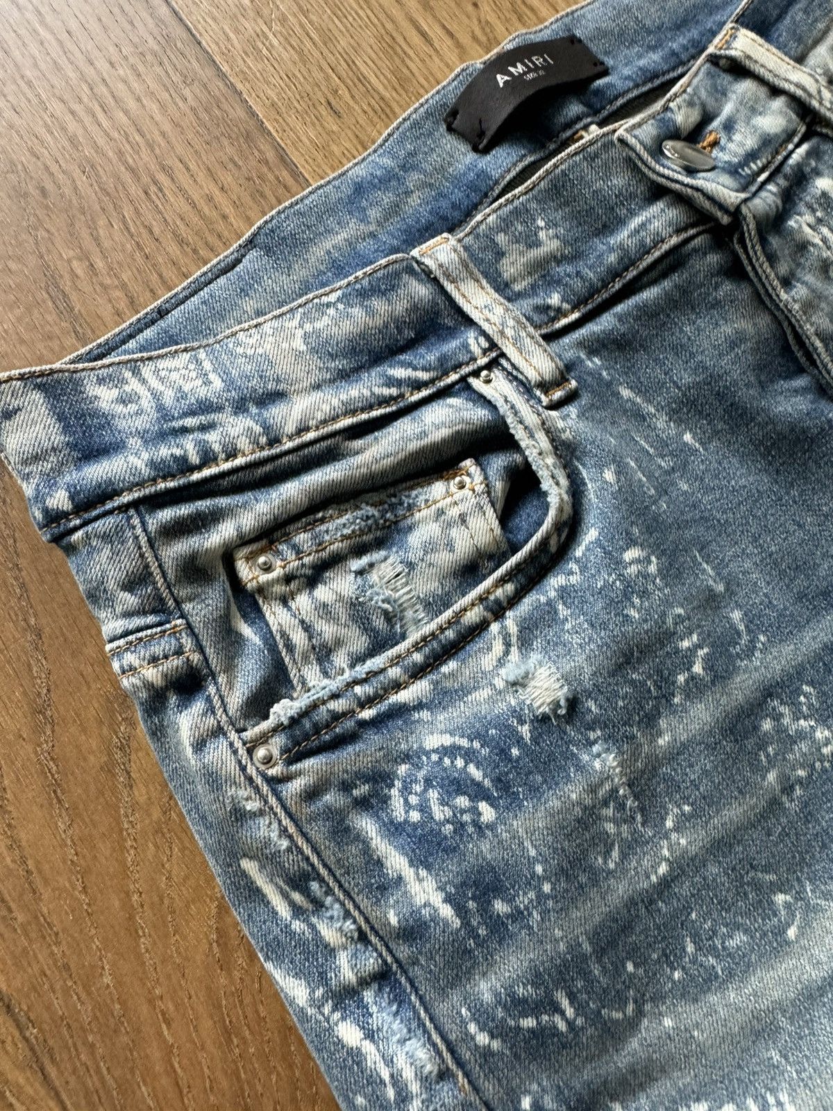 Amiri Amiri Jeans Bandana Bleach Stained Distressed Skinny Denim Size US 32 / EU 48 - 6 Thumbnail