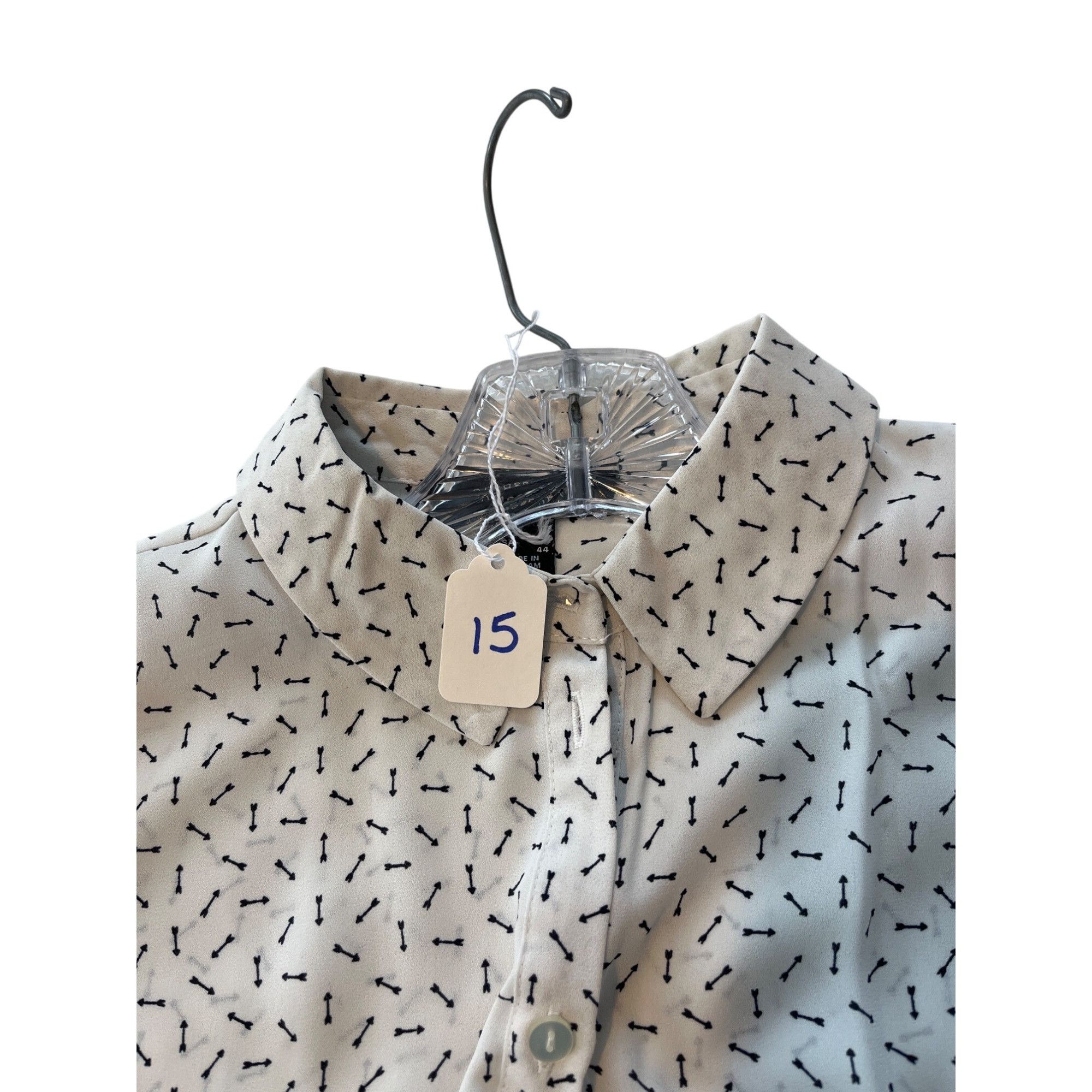 Vintage Atmosphere Womens Long Sleeve Button-Up Blouse White/Black A Size M / US 6-8 / IT 42-44 - 7 Thumbnail