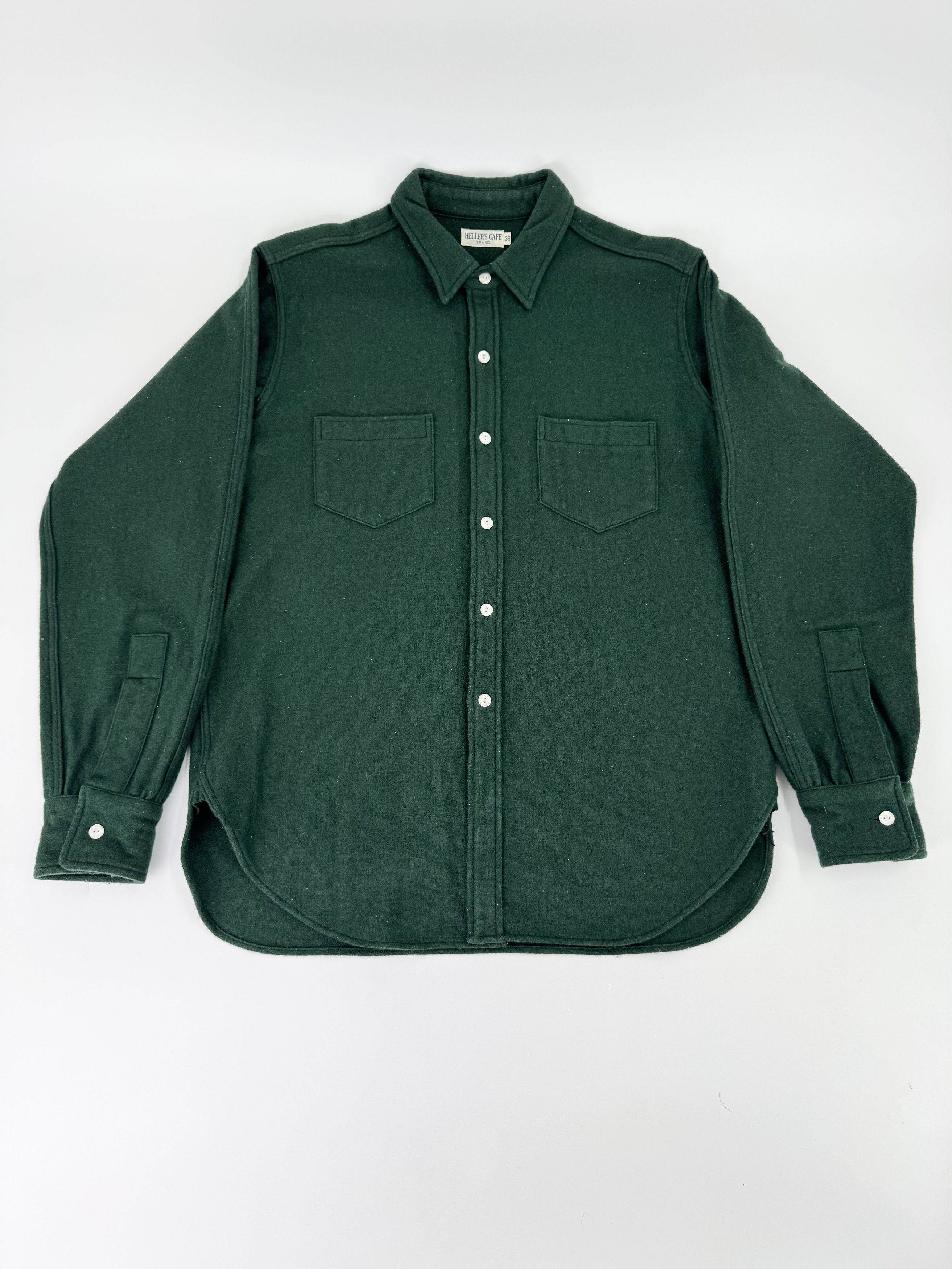 Heller's Cafe × Warehouse Heller's Cafe x Warehouse Japan Green Wool Shirt Size 38 Size US S / EU 44-46 / 1 - 1 Thumbnail