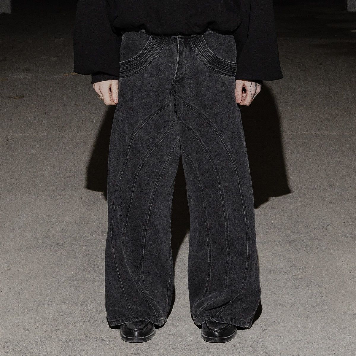 Designer × Vintage Washed Grey Denim Pants by DEMODES Size US 34 / EU 50 - 1 Thumbnail
