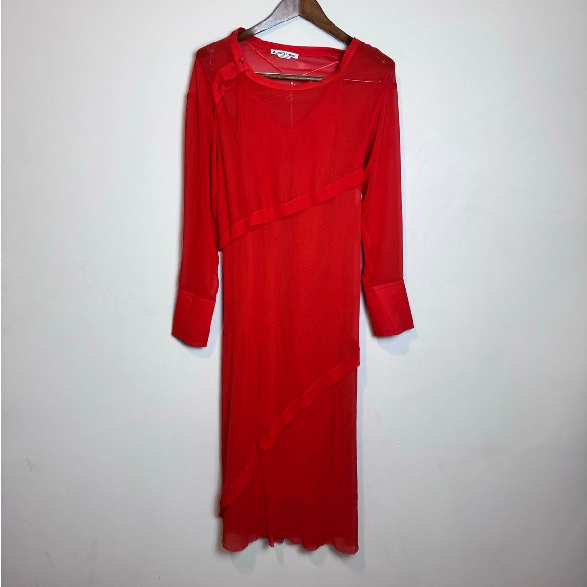 Acne Studios Acne Studios Bias-cut Georgette Long-Sleeve Dress - Size S Size S / US 4 / IT 40 - 7 Thumbnail