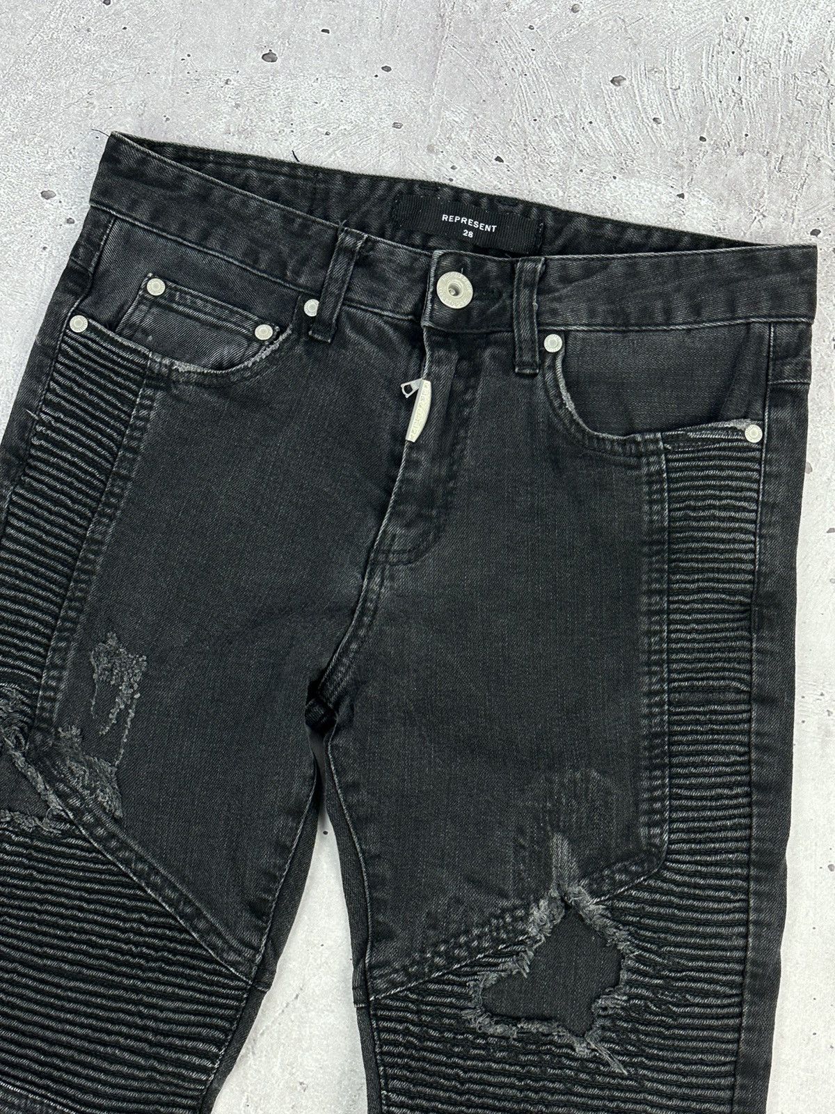 Represent Clo. Represent Biker Repairer Vintage Black Men’s Denim Pants Size US 28 / EU 44 - 4 Thumbnail