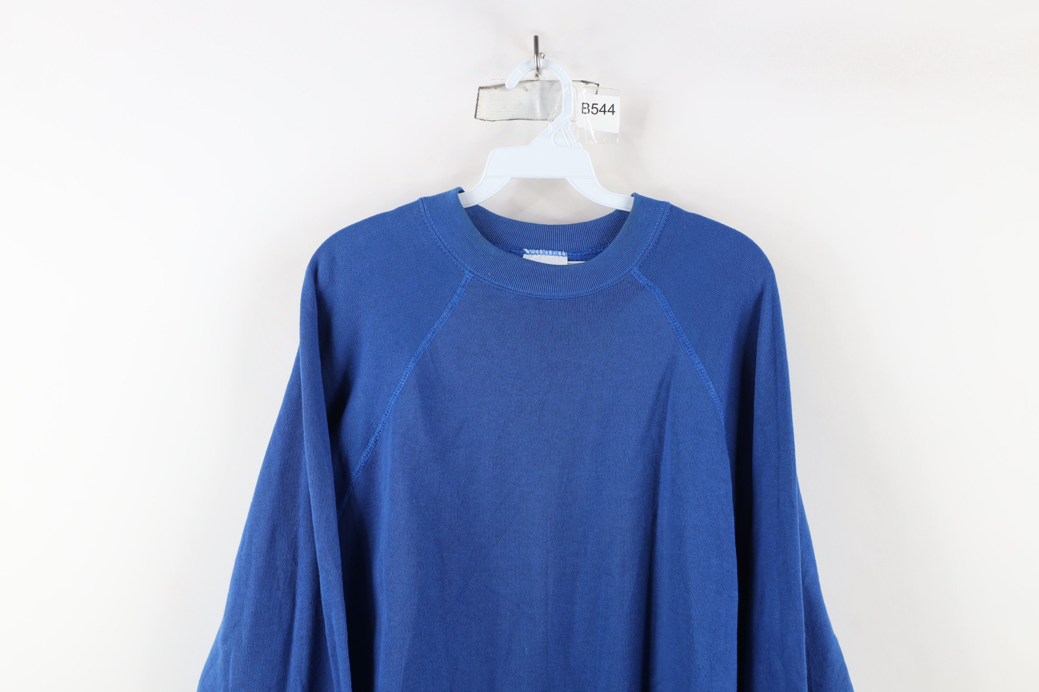 Vintage Vintage 80s 90s Streetwear Raglan Sweatshirt Royal Blue USA Size US XXL / EU 58 / 5 - 2 Thumbnail