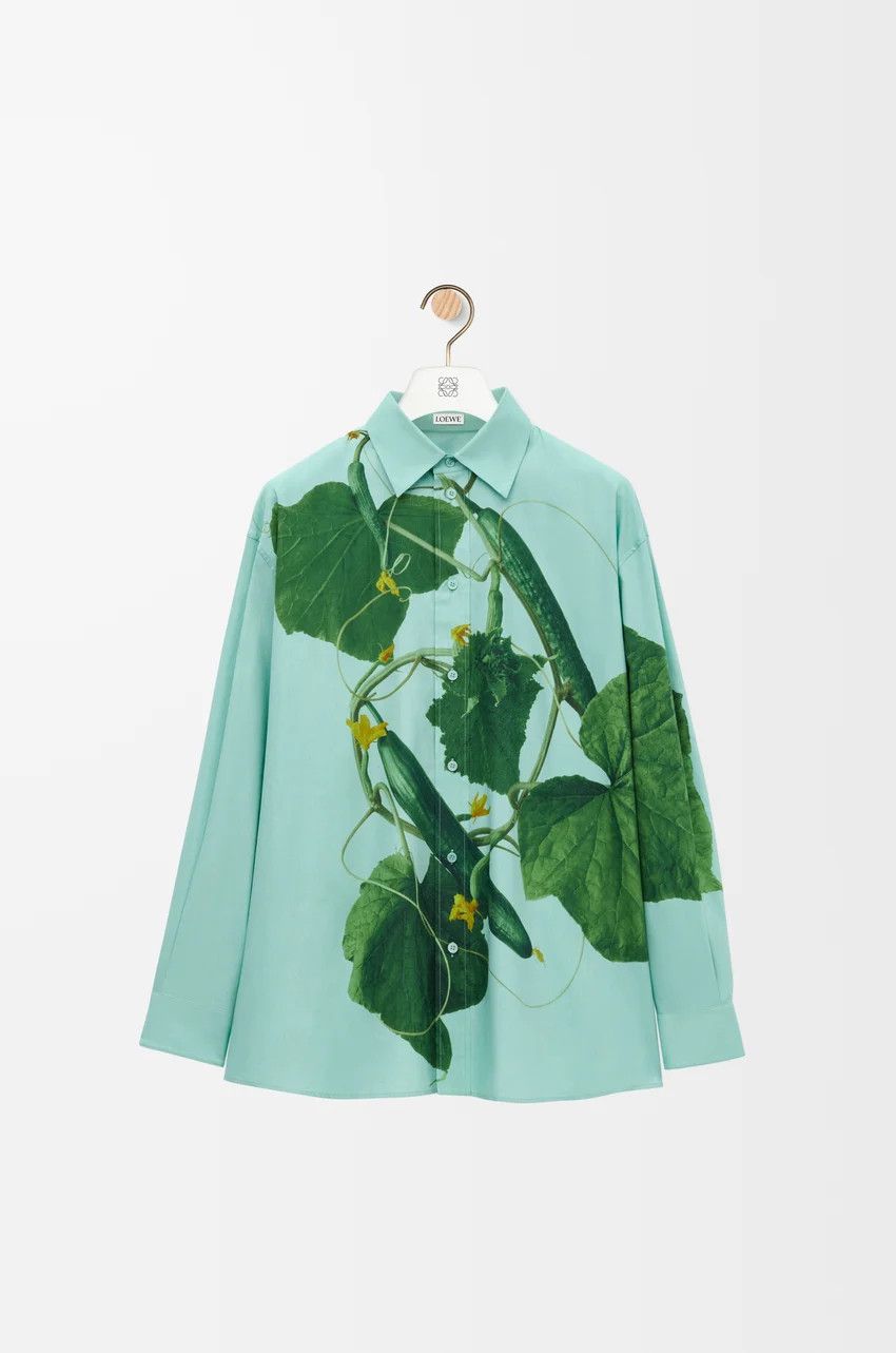 Loewe o1loc1c0525 Shirt In Cotton And Silk in Blue/Green Size L / US 10 / IT 46 - 1 Thumbnail