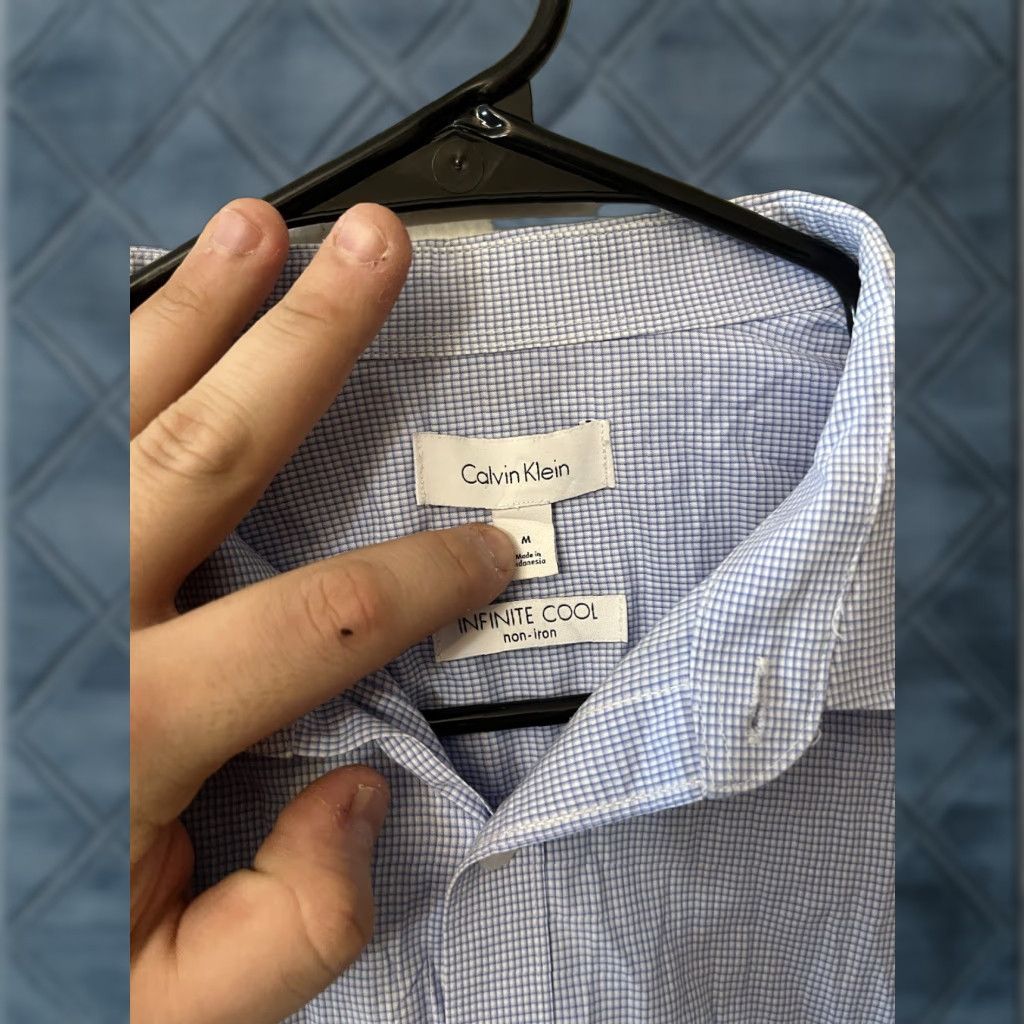 Calvin Klein Calvin Klein Shirt Mens M Blue Plaid Infinite Cool Non Iron Long Sleeve Gingham Size US M / EU 48-50 / 2 - 1 Thumbnail