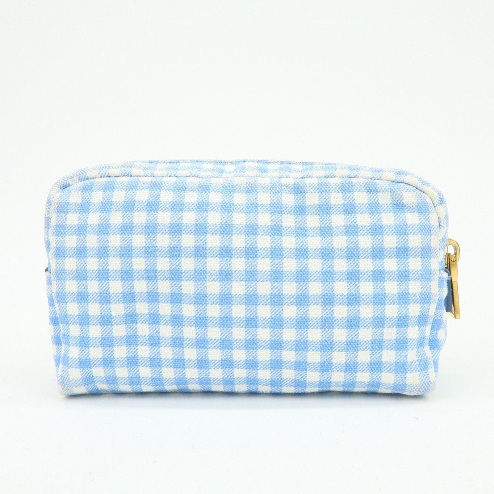 Prada Prada Gingham Canvas Cosmetic Pouch Blue Size ONE SIZE - 2 Thumbnail
