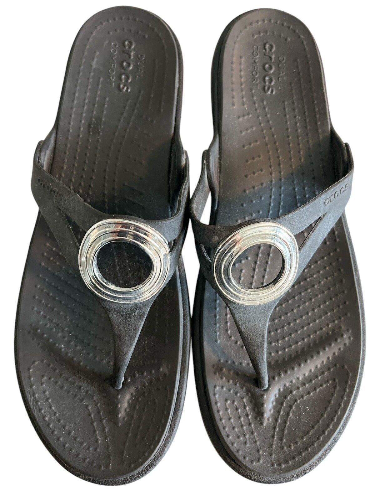 Crocs Crocs Women’s Sanrah Circle Comfort Thong Sandals Size 10 Size US 10 / IT 40 - 1 Thumbnail