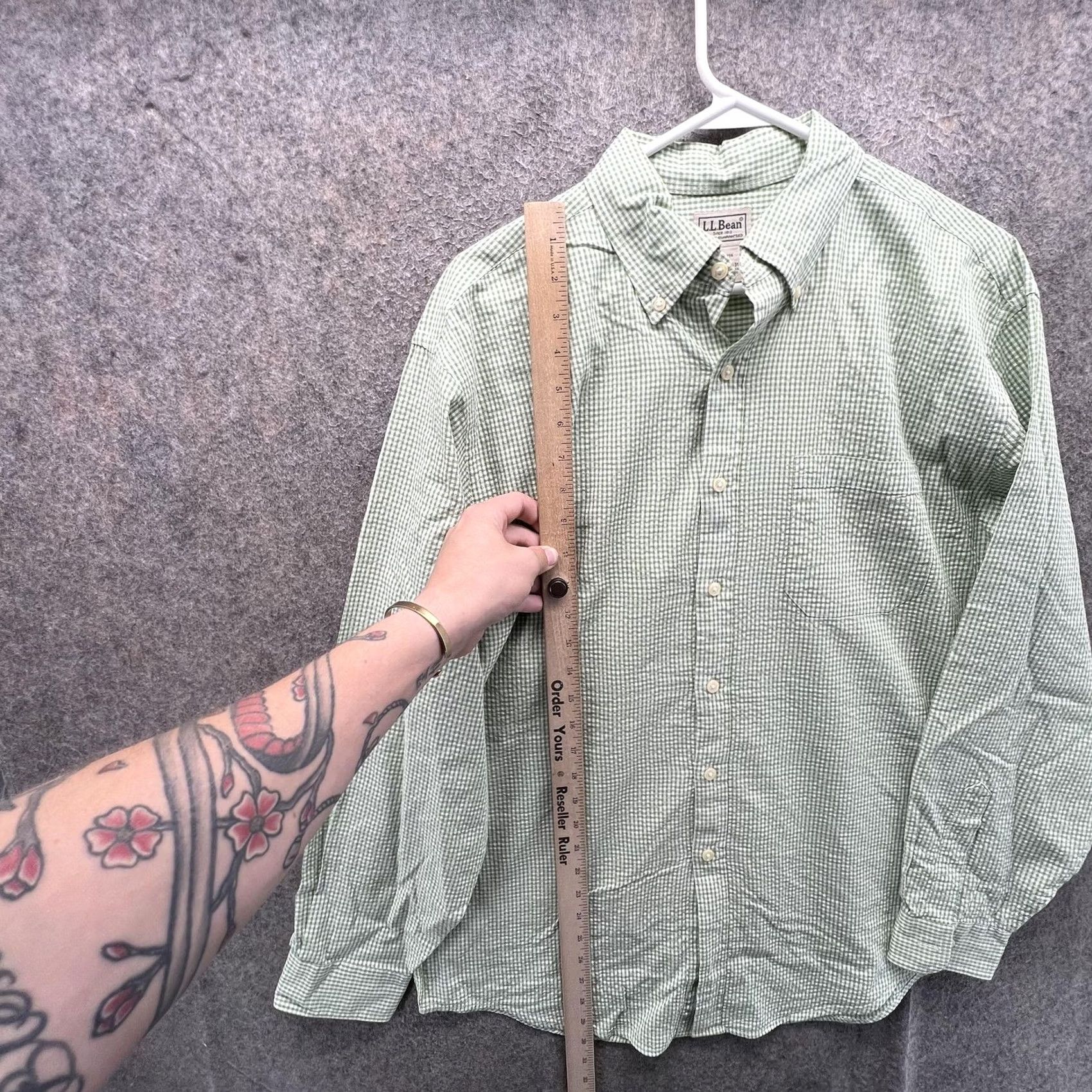 Vintage L.L. Bean Shirt Mens Medium Green Check Long Sleeve Button Front Casual Woven Size US M / EU 48-50 / 2 - 4 Thumbnail