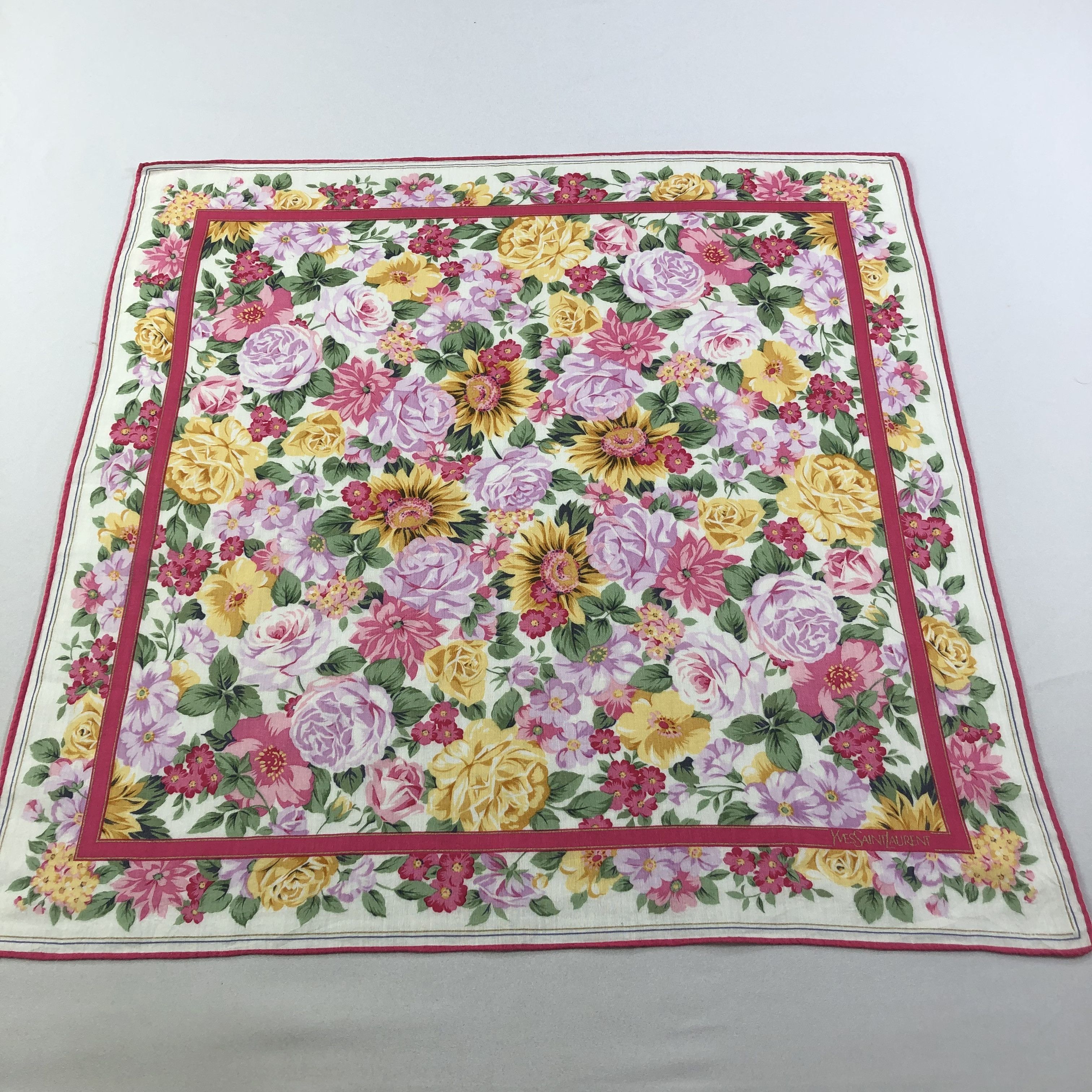 Yves Saint Laurent YSL Floral Handkerchief Neckerchief Bandana H1517 Size ONE SIZE - 2 Thumbnail