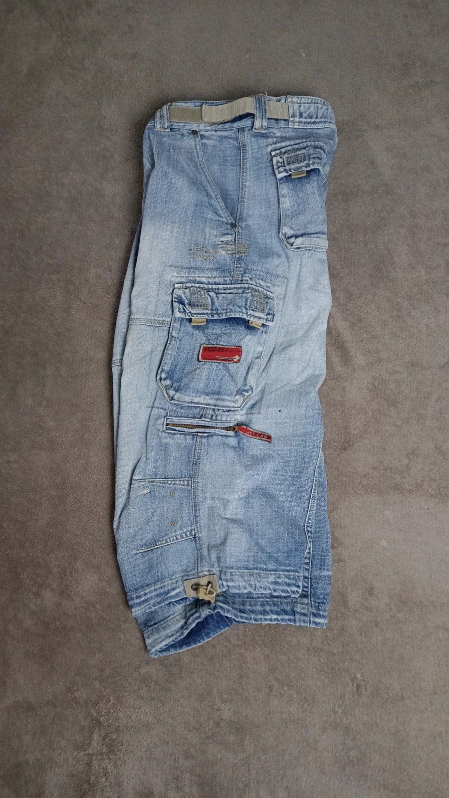 If Six Was Nine × Japanese Brand × Le Grande Bleu (L.G.B.) Jet Lag Washed Denim Cargo Short Y2K distressed Size US 30 / EU 46 - 5 Thumbnail