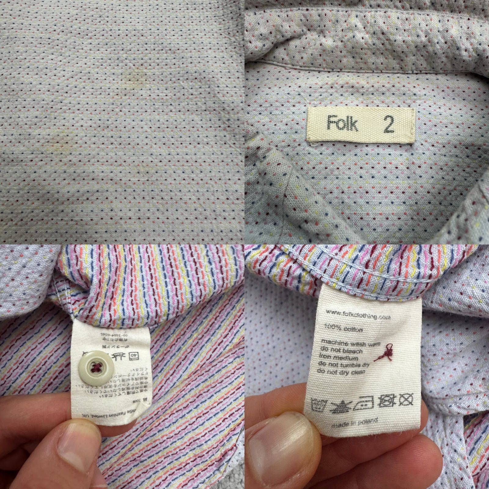 Folk Folk Shirt Men 2 Blue Micro Print Button-Up Long Sleeve Cotton Casual Regular Size S Size US S / EU 44-46 / 1 - 8 Thumbnail