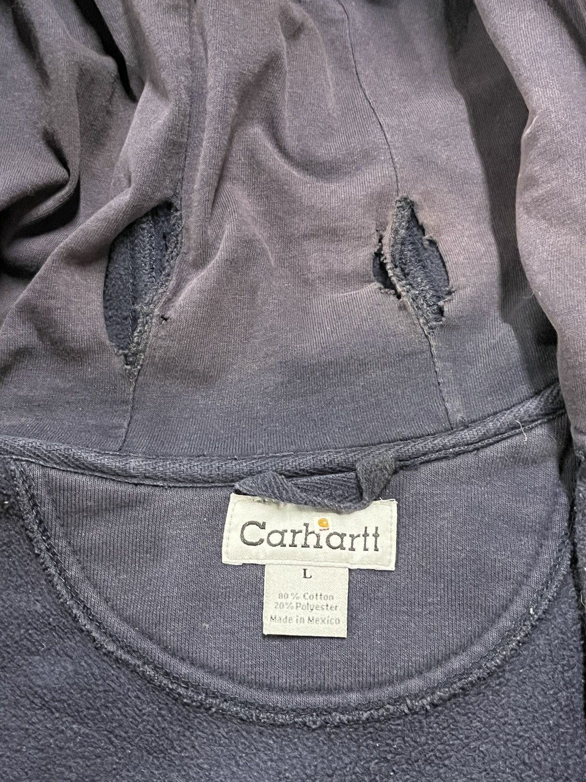 Carhartt × Vintage Carhartt vintage sun faded and distressed navy hoodie rare Size US L / EU 52-54 / 3 - 8 Thumbnail