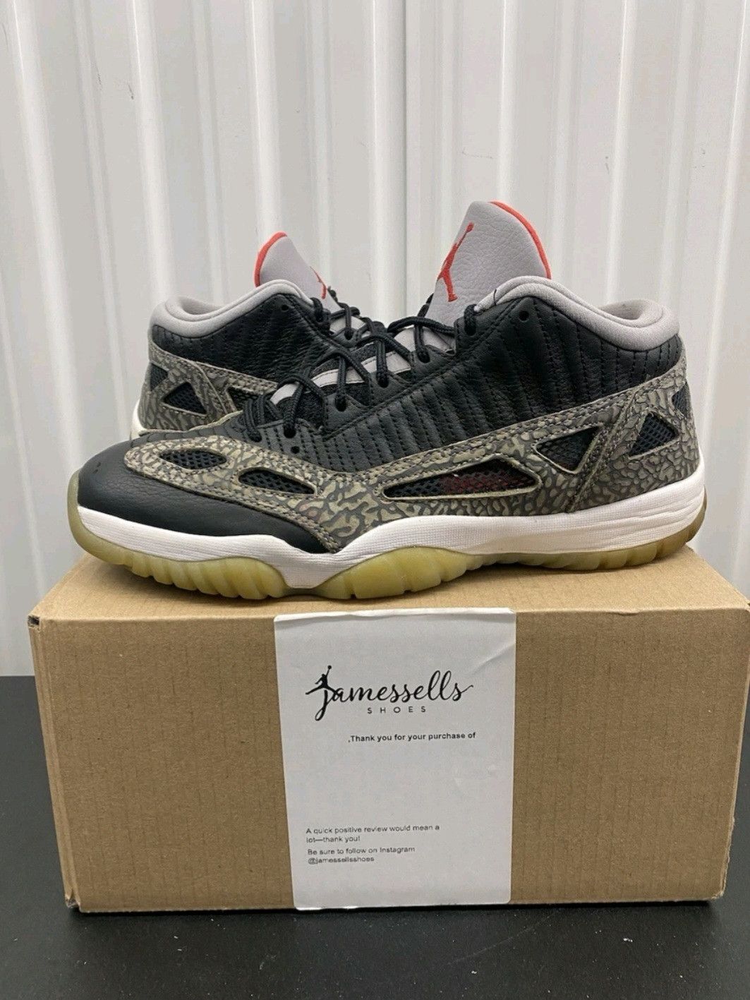 Jordan Brand NIKE AIR JORDAN 11 RETRO LOW IE BLACK CEMENT SIZE 11 Size US 11 / EU 44 - 1 Thumbnail