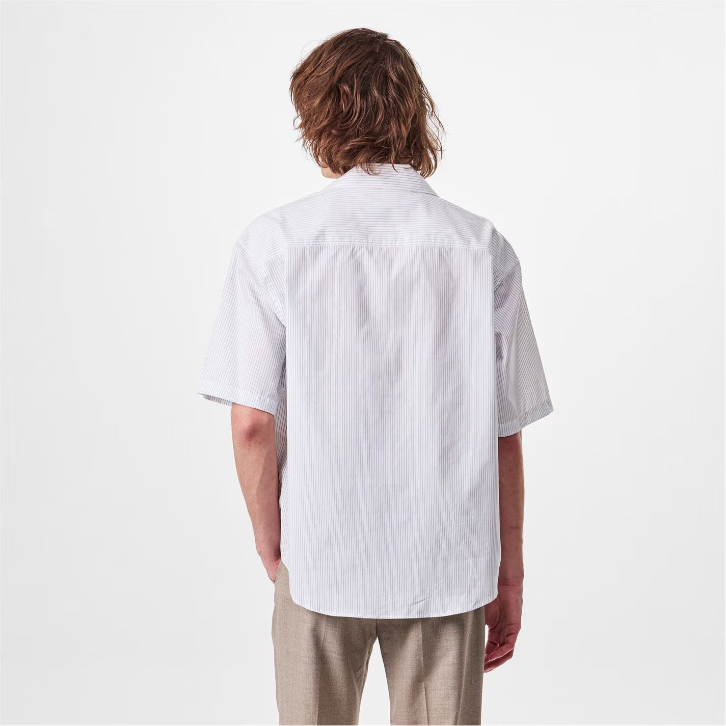 AMI o1g2r1mq0326 Stripe Shirt in White/Blue Size US XL / EU 56 / 4 - 4 Thumbnail
