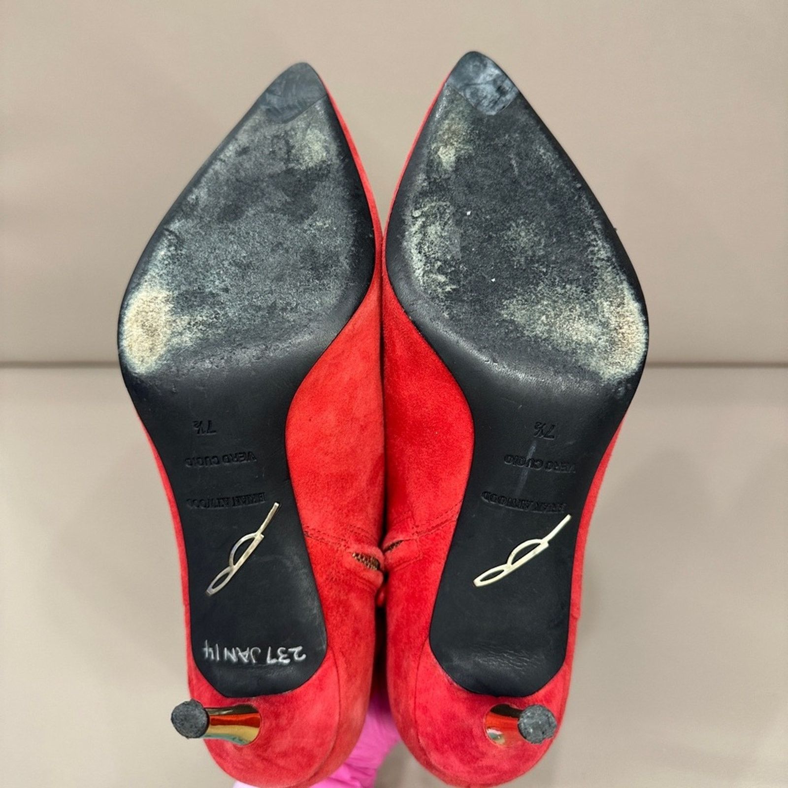Brian Atwood Brian Atwood Mcalester Red Suede Ankle Boots Size US 7.5 / IT 37.5 - 9 Thumbnail