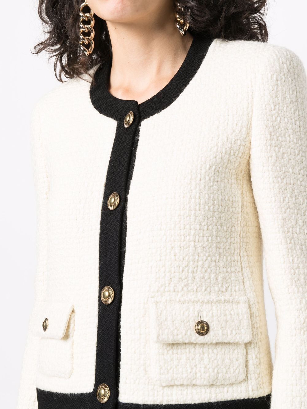 Saint Laurent Paris o1bcso1str1124 Short Jacket In Tweed in Neutral Size XS / US 0-2 / IT 36-38 - 2 Thumbnail
