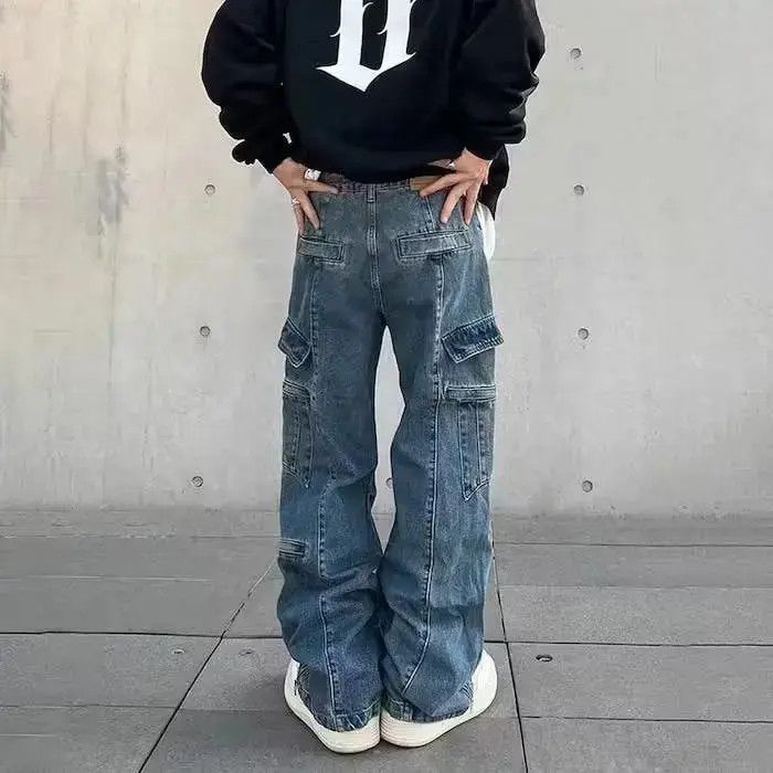 Japanese Brand Y2k Baggy Cargo Pants Denim Baggy Jeans Trousers Size US 32 / EU 48 - 5 Thumbnail
