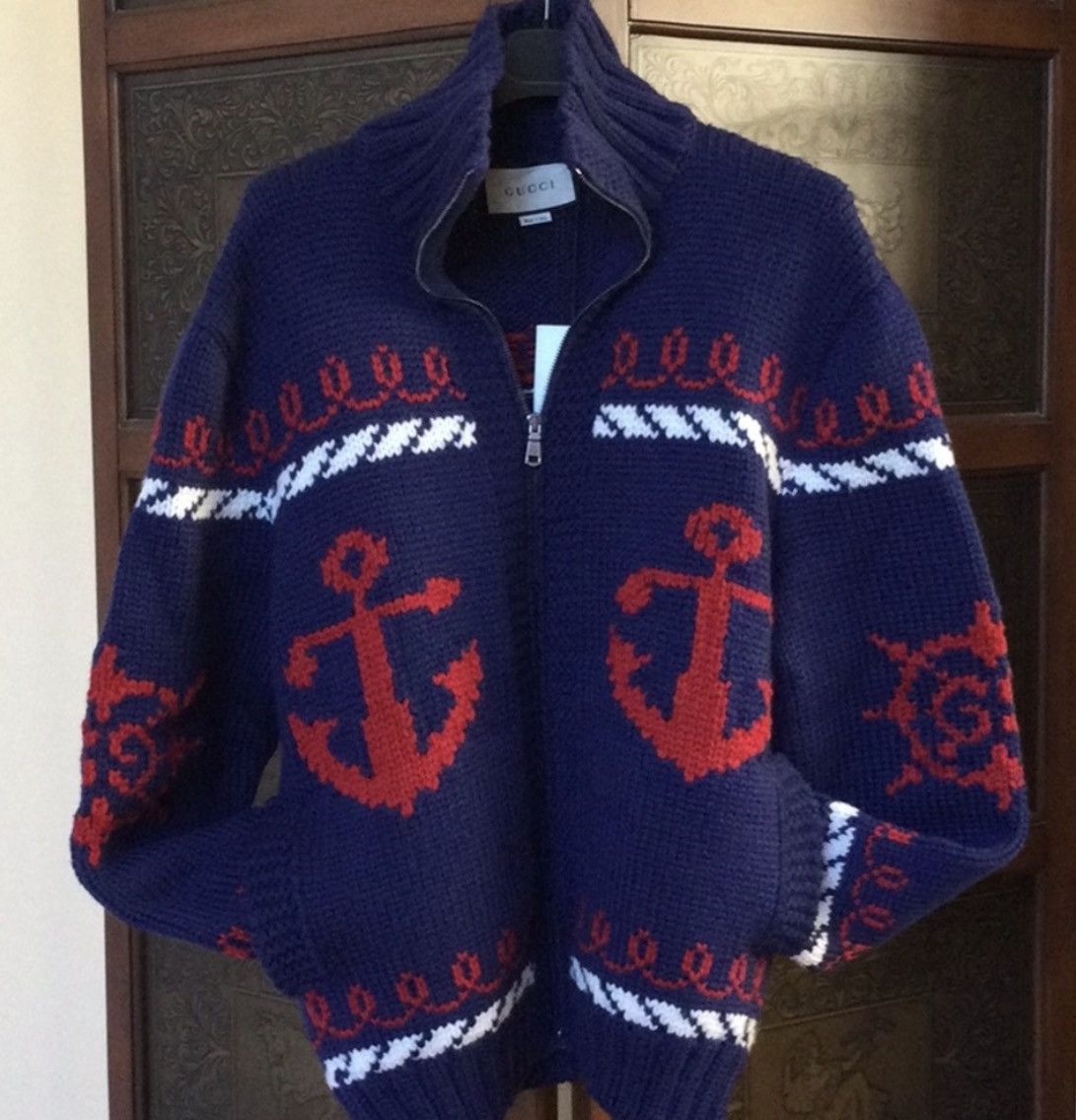 Gucci GUCCI Relaxed Intarsia Wool Zip-Up Cardigan –Sz M – LIMITED Size US M / EU 48-50 / 2 - 7 Thumbnail