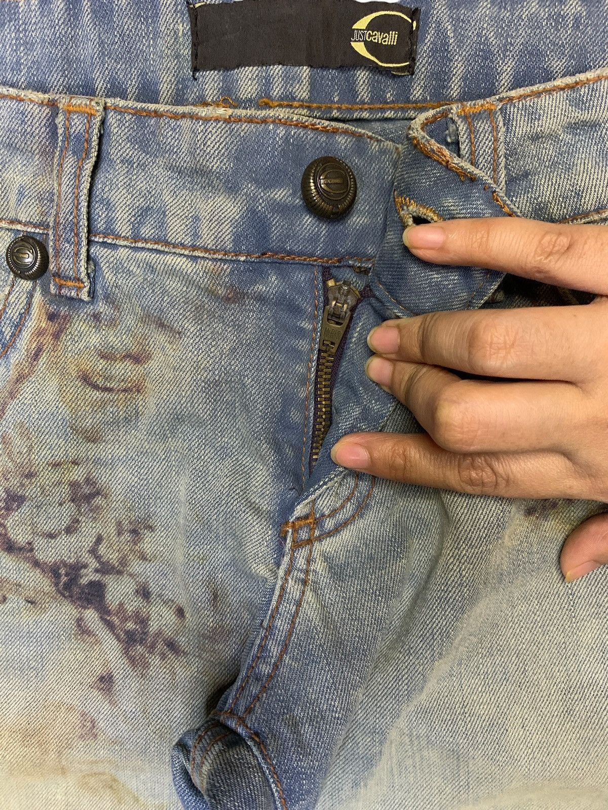 Roberto Cavalli Vintage Just Cavalli "Mary Mother Jesus" Artisanal Jeans Size 30" / US 8 / IT 44 - 3 Thumbnail