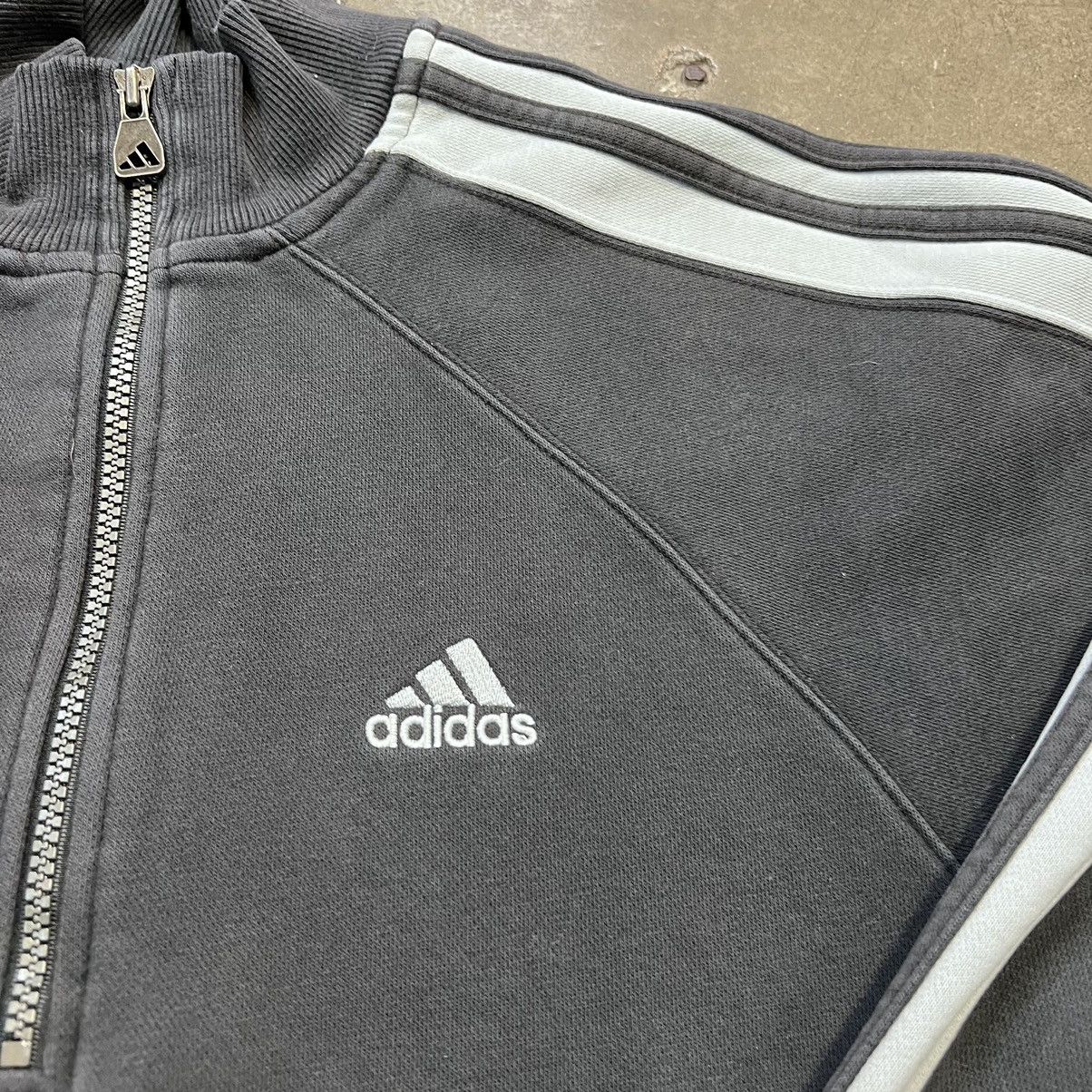 Adidas × Vintage Vintage 90s Adidas Sweatshirt Faded Black Oversized Boxy 1/4 Size US M / EU 48-50 / 2 - 5 Thumbnail