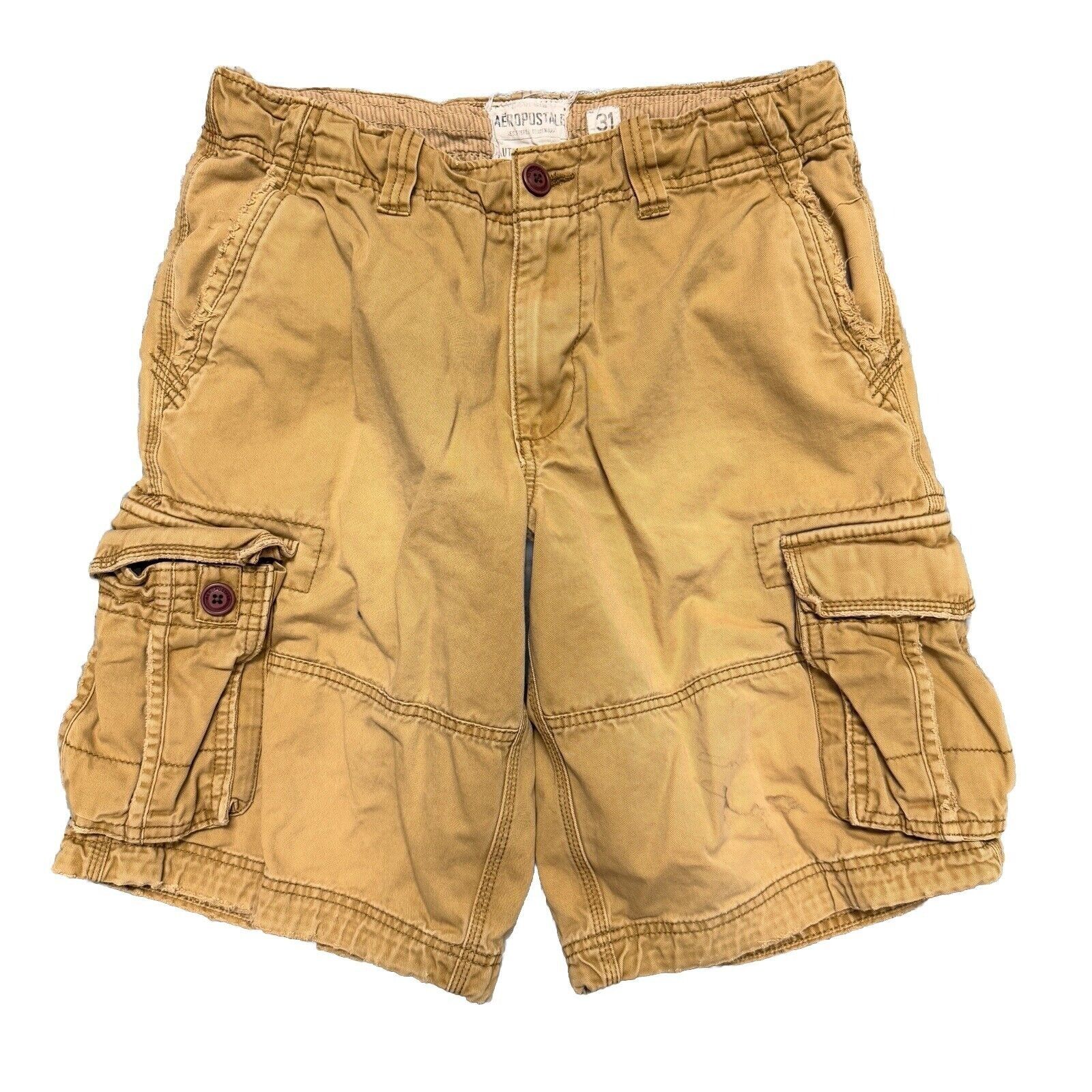 Aeropostale Vintage Aeropostale Cargo Utility Shorts Mens 31 Brown Tan P Size US 31 - 1 Thumbnail